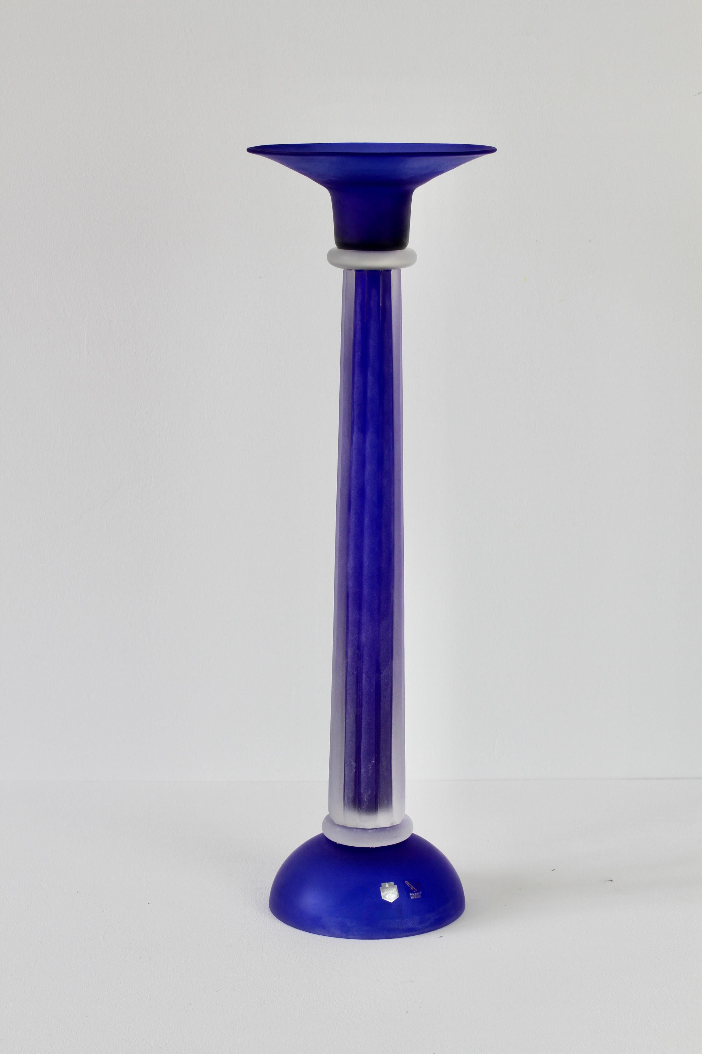 Huge Cobalt Blue Venetian Murano Glass Candlestick Holder by Cenedese For Sale 1