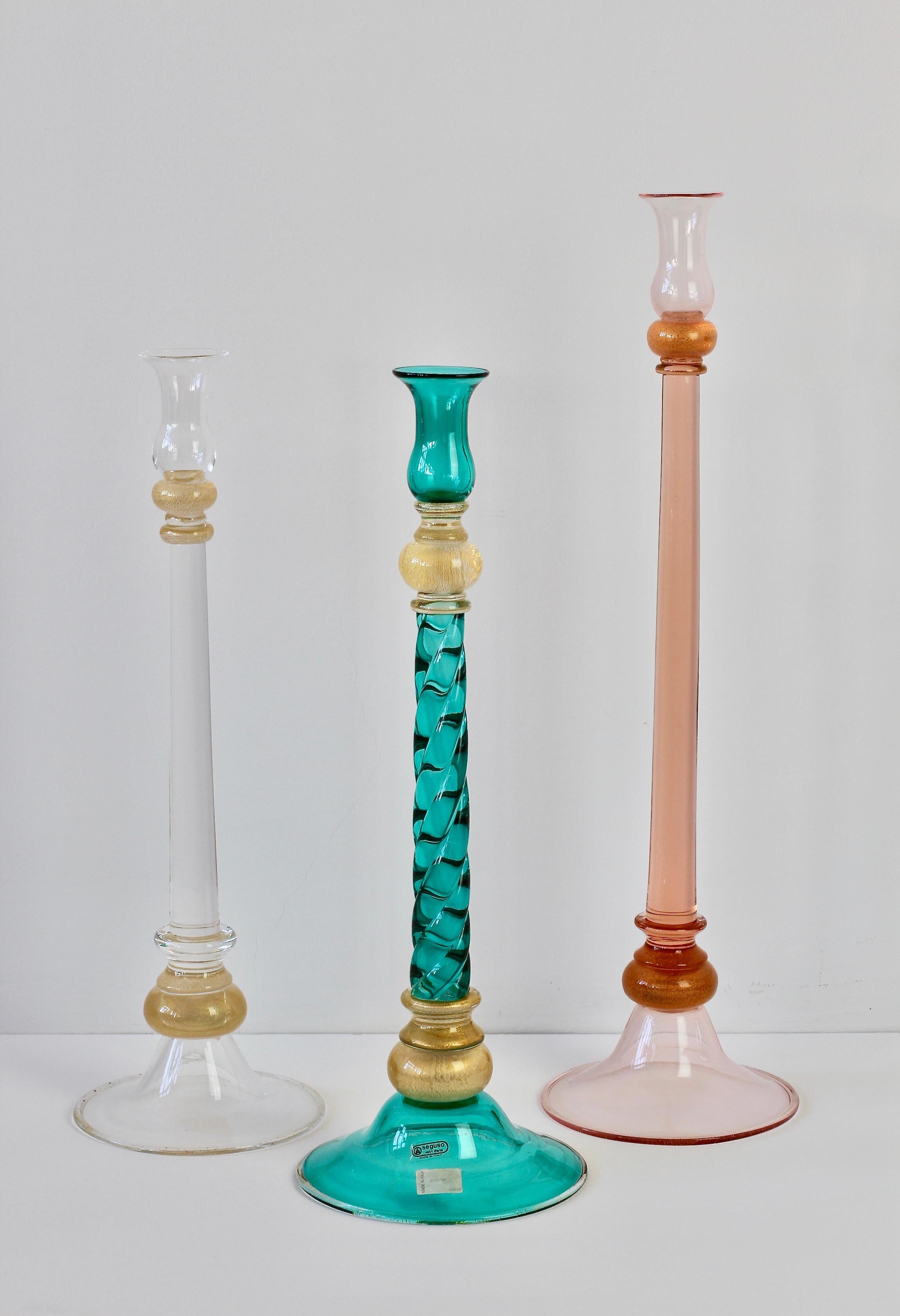 murano glass candlesticks