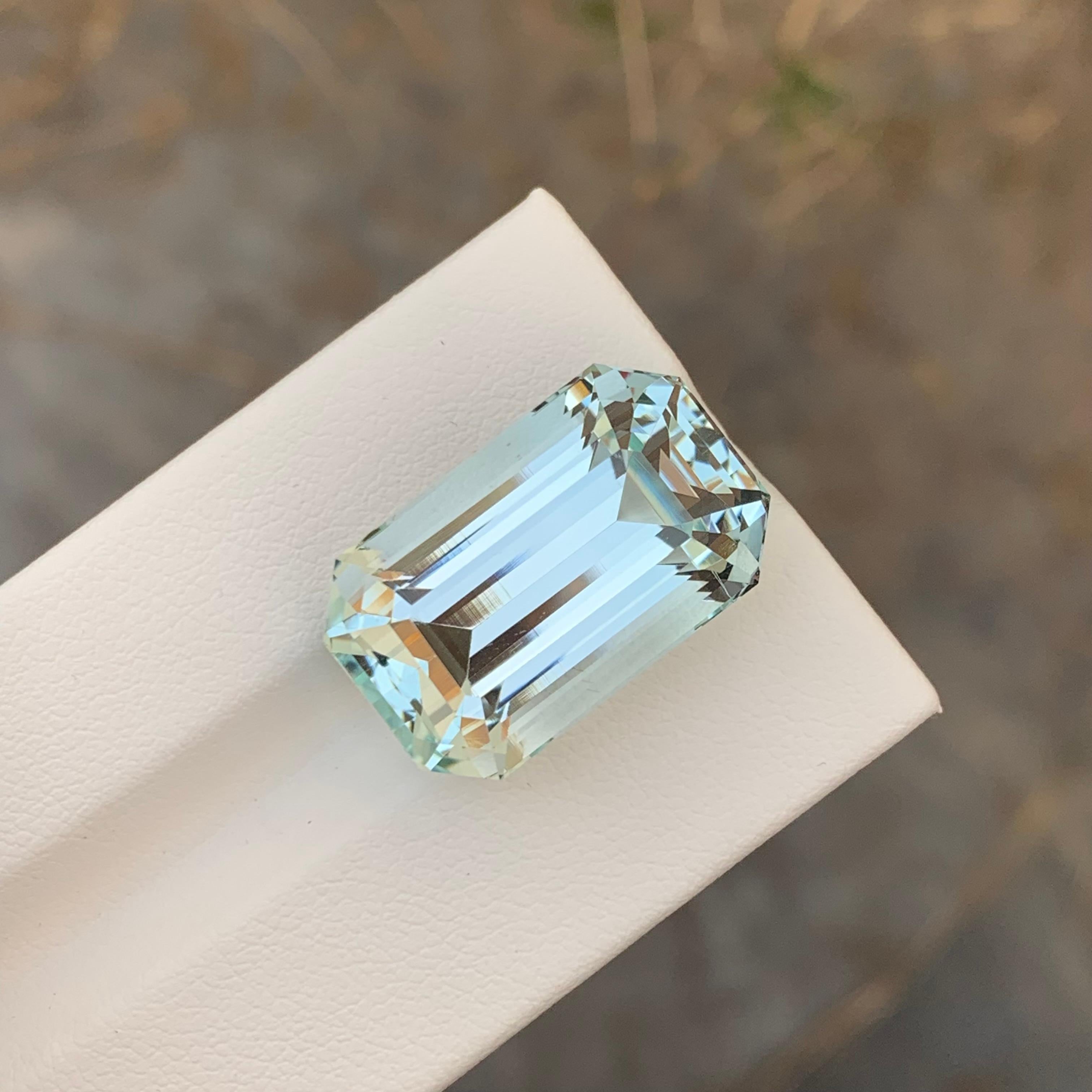 Riesige 26,75 Karat natürlichen losen Aquamarin Smaragd Form Edelstein aus Shigar Mine im Angebot 11