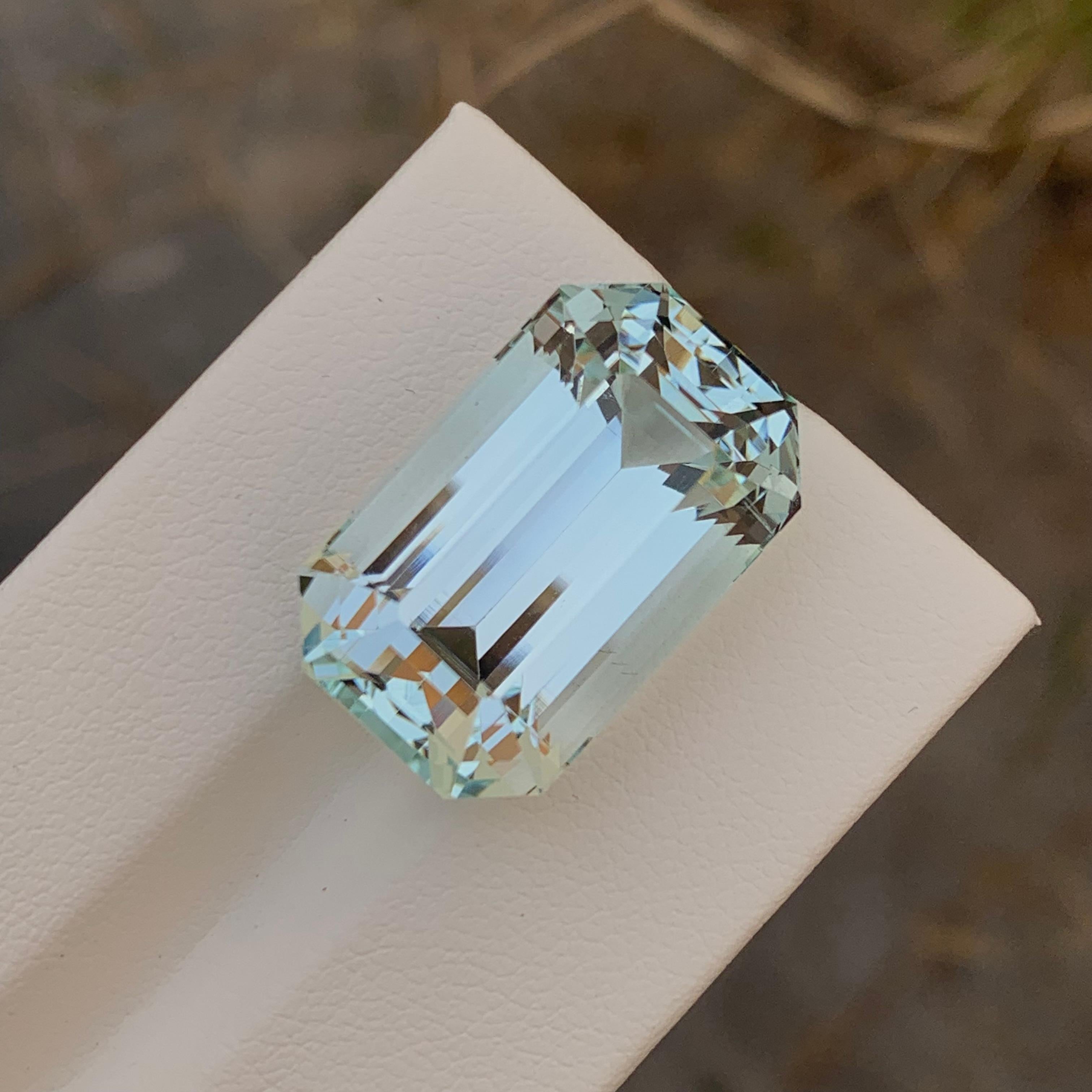Loose Aquamarine 
Weight: 26.75 Carats 
Dimension: 21x13.6x12.3 Mm
Origin: Shigar Valley Pakistan 
Shape: Emerald 
Color: Light Blue
Treatment: Non
Certificate: On Demand 
The Shigar Valley, nestled in the heart of the Karakoram Range in Pakistan,