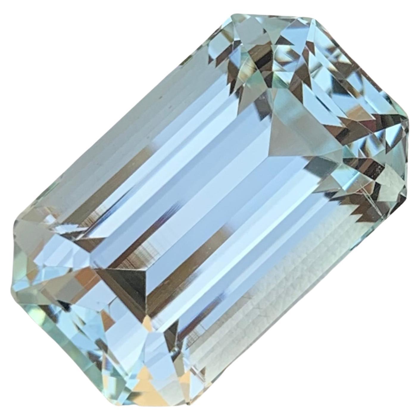 Huge 26.75 Carats Natural Loose Aquamarine Emerald Shape Gem From Shigar Mine For Sale