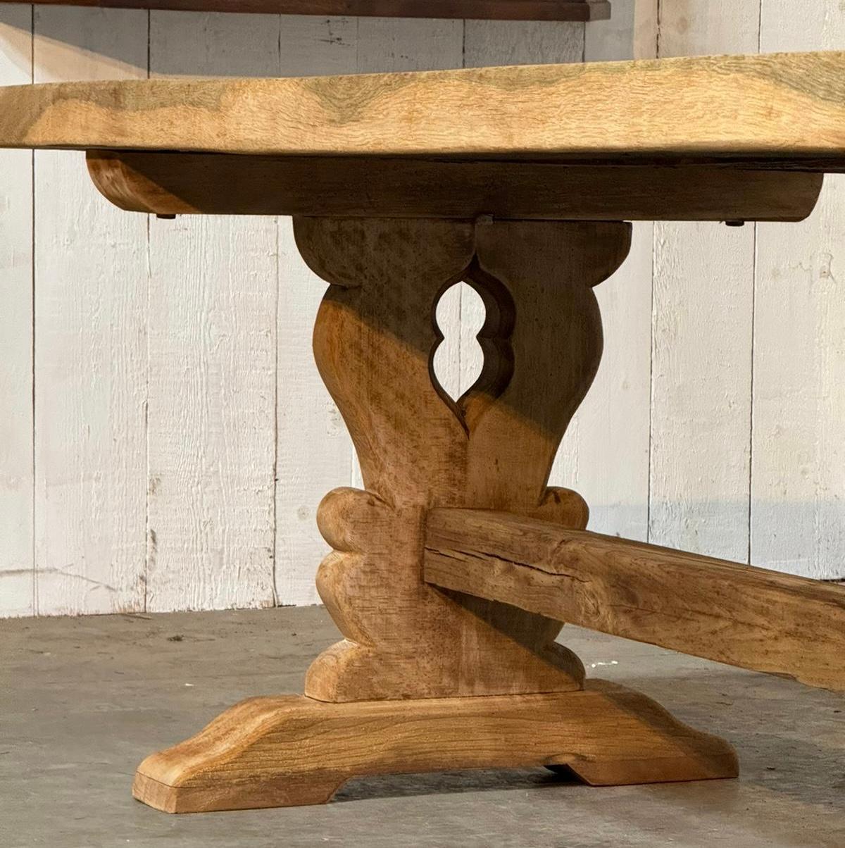 Huge 3 Meter French Bleached Oak Farmhouse Dining Table For Sale 6