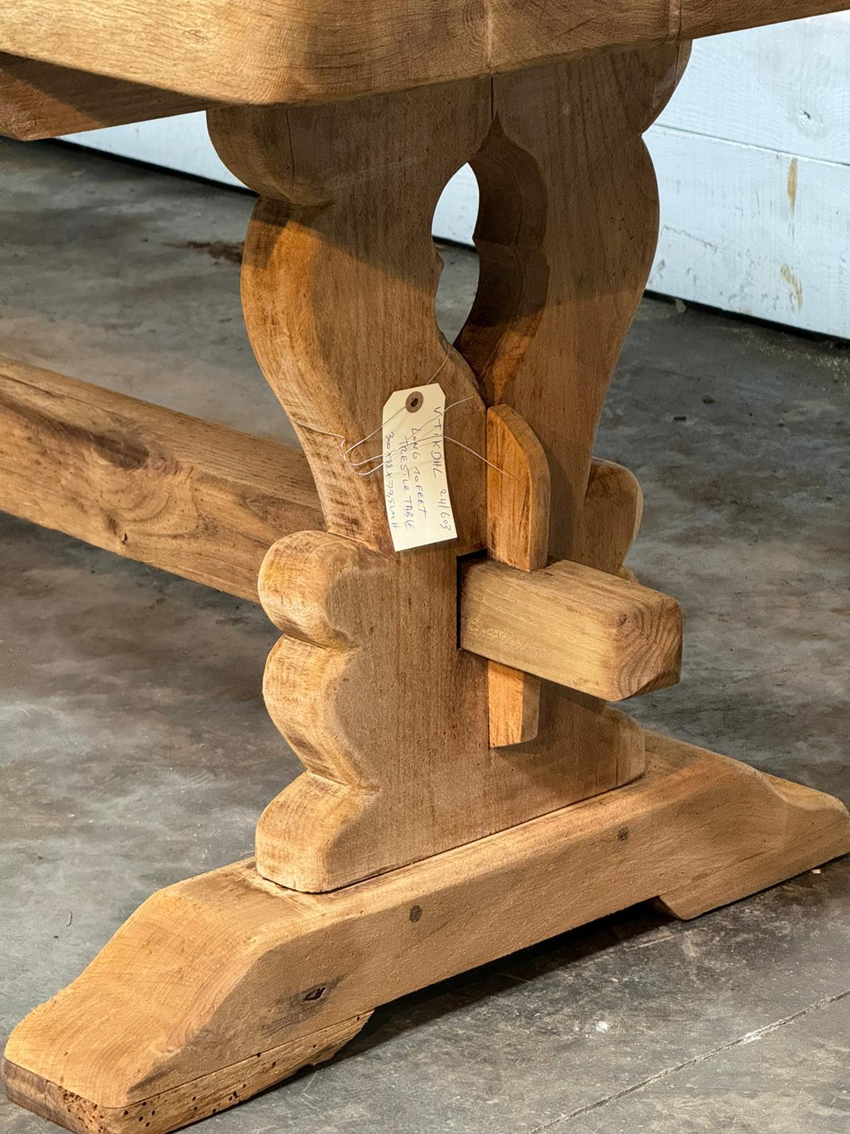 Huge 3 Meter French Bleached Oak Farmhouse Dining Table For Sale 7