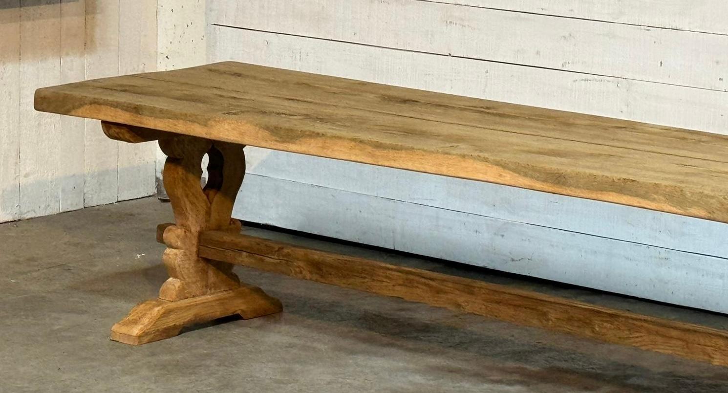 Huge 3 Meter French Bleached Oak Farmhouse Dining Table For Sale 8