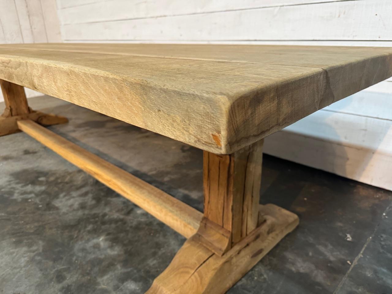 Huge 3 Meter French Bleached Oak Farmhouse Dining Table  For Sale 9