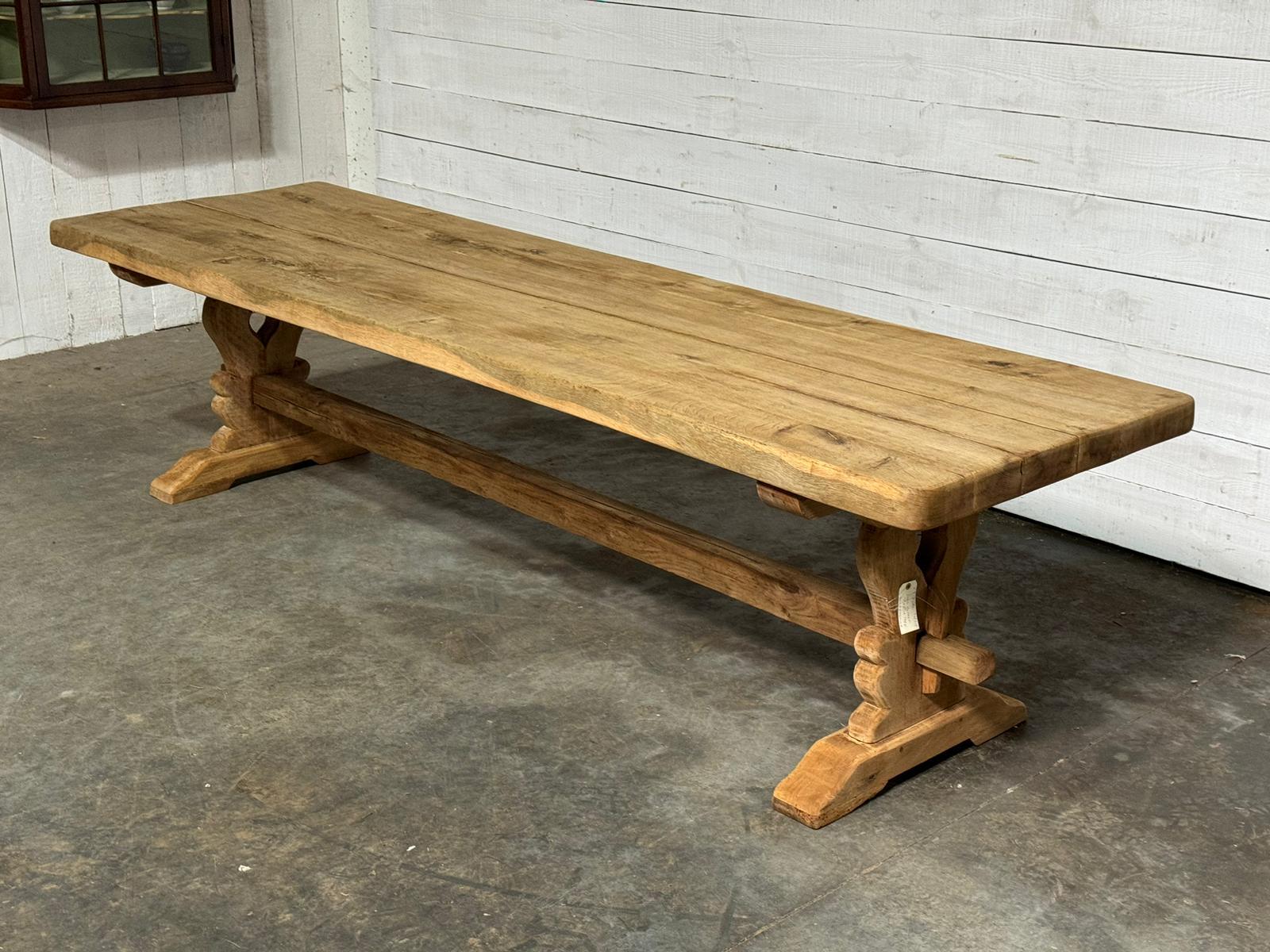 Huge 3 Meter French Bleached Oak Farmhouse Dining Table For Sale 10