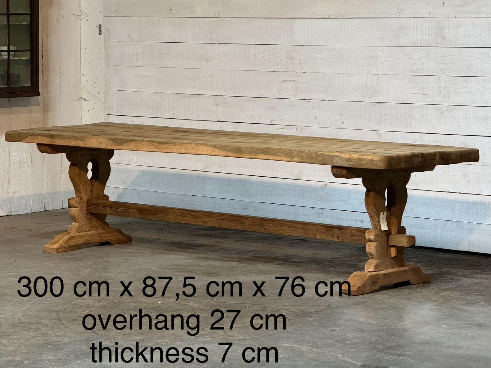 Huge 3 Meter French Bleached Oak Farmhouse Dining Table For Sale 11