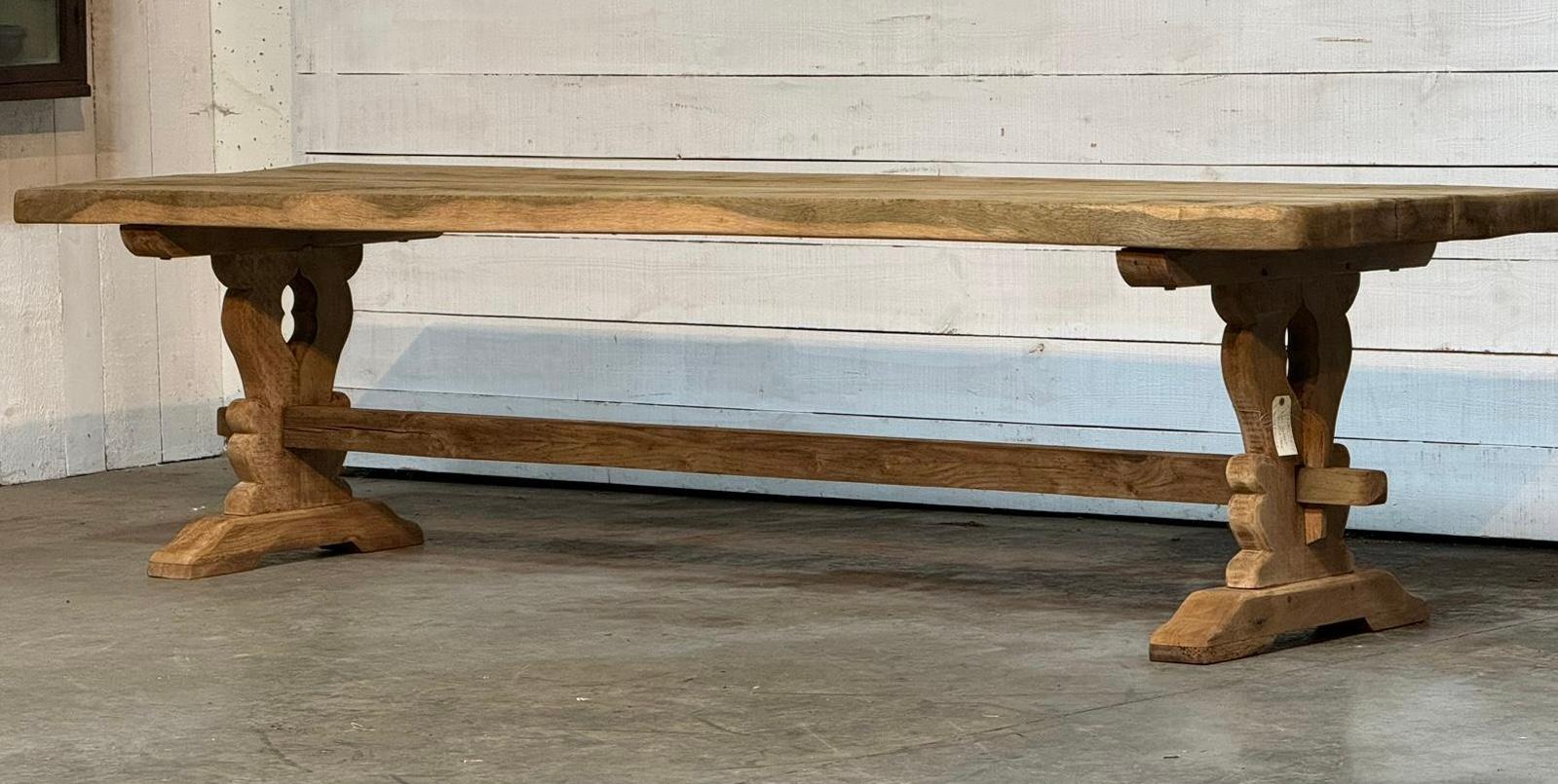 Huge 3 Meter French Bleached Oak Farmhouse Dining Table For Sale 12