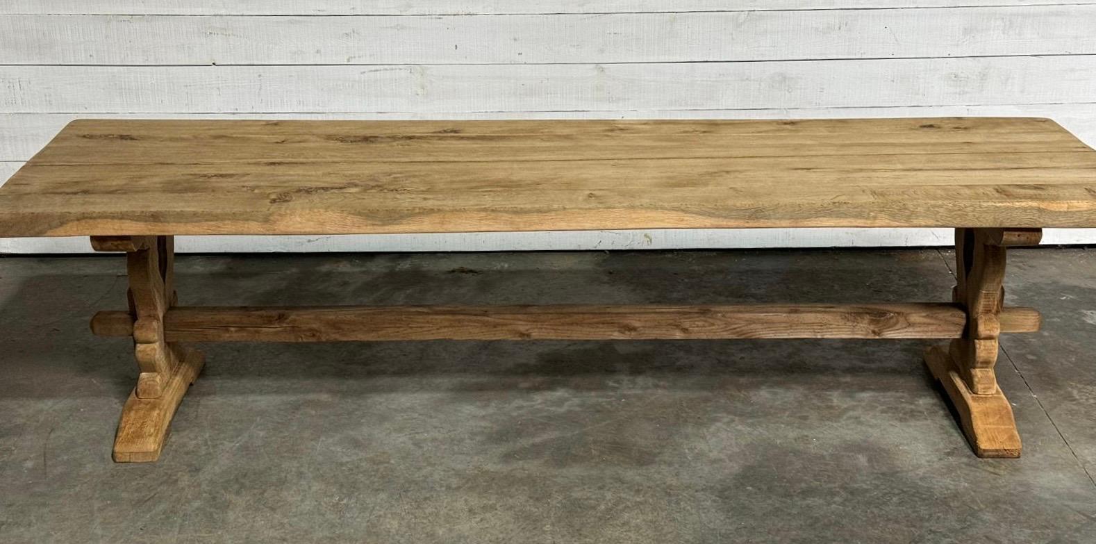 Huge 3 Meter French Bleached Oak Farmhouse Dining Table For Sale 13