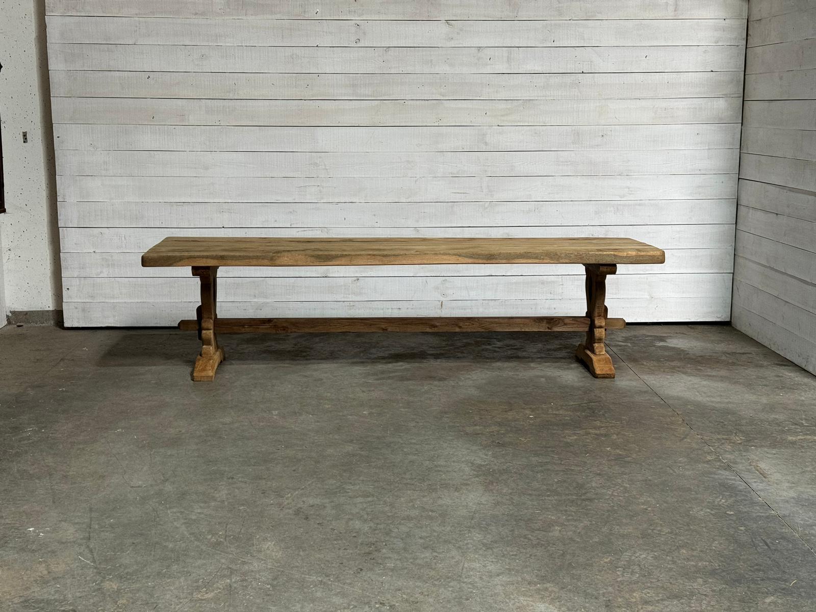 Huge 3 Meter French Bleached Oak Farmhouse Dining Table In Good Condition For Sale In Seaford, GB