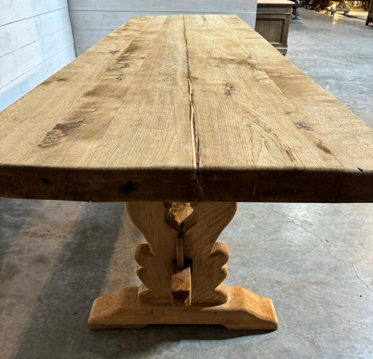 20th Century Huge 3 Meter French Bleached Oak Farmhouse Dining Table For Sale