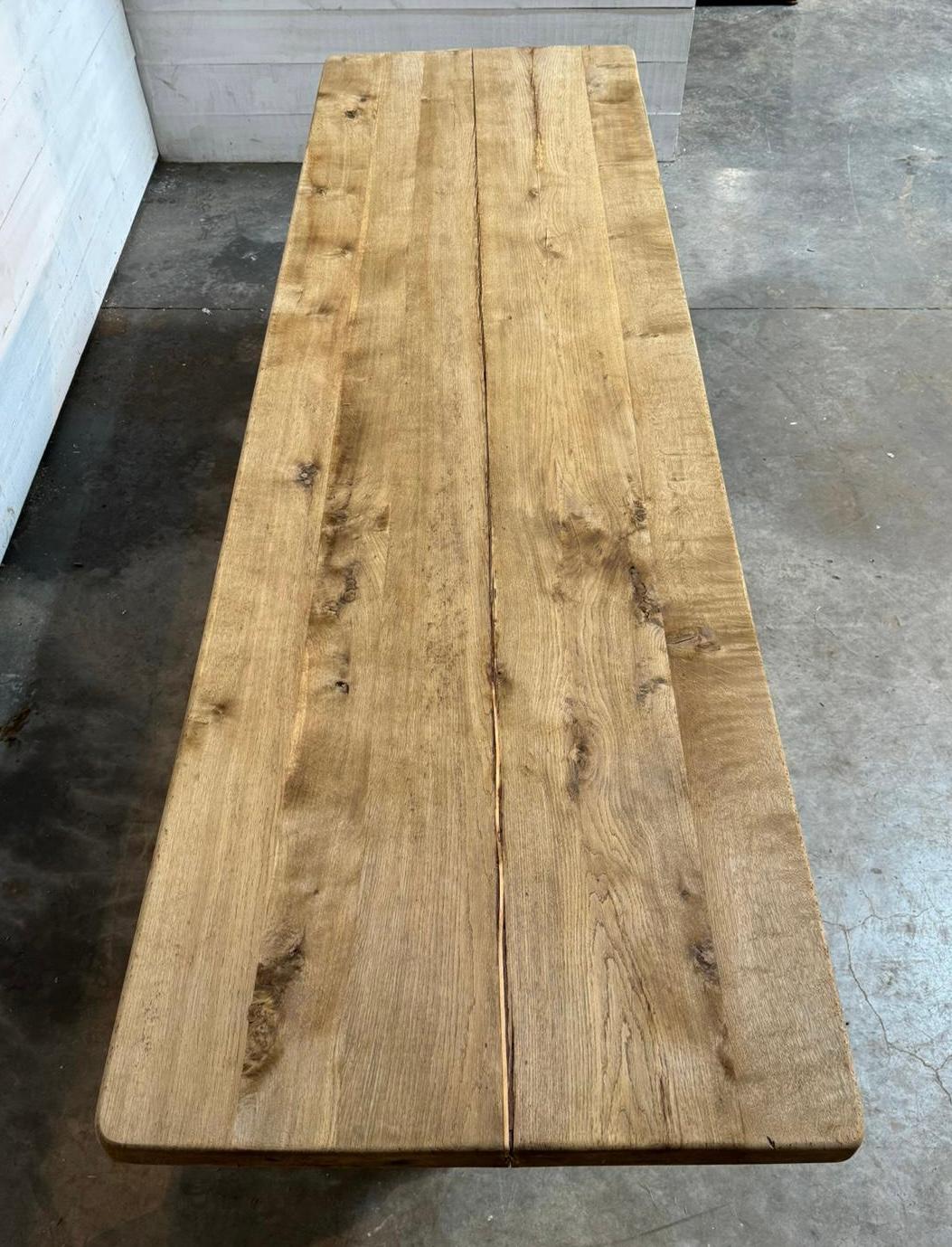 Huge 3 Meter French Bleached Oak Farmhouse Dining Table For Sale 1