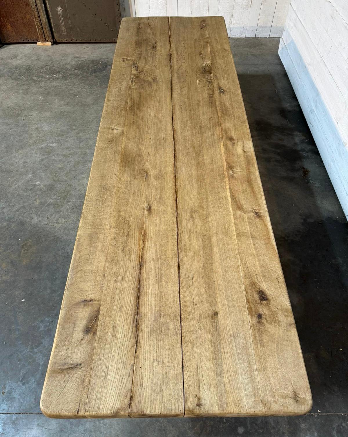 Huge 3 Meter French Bleached Oak Farmhouse Dining Table For Sale 2