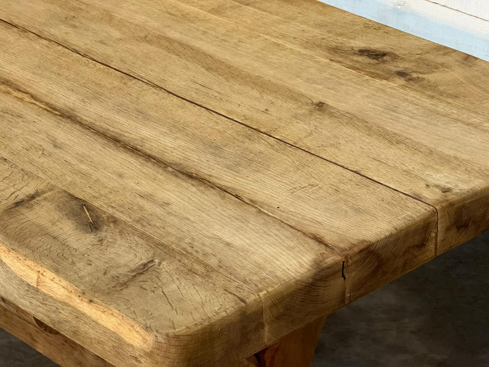 Huge 3 Meter French Bleached Oak Farmhouse Dining Table For Sale 3