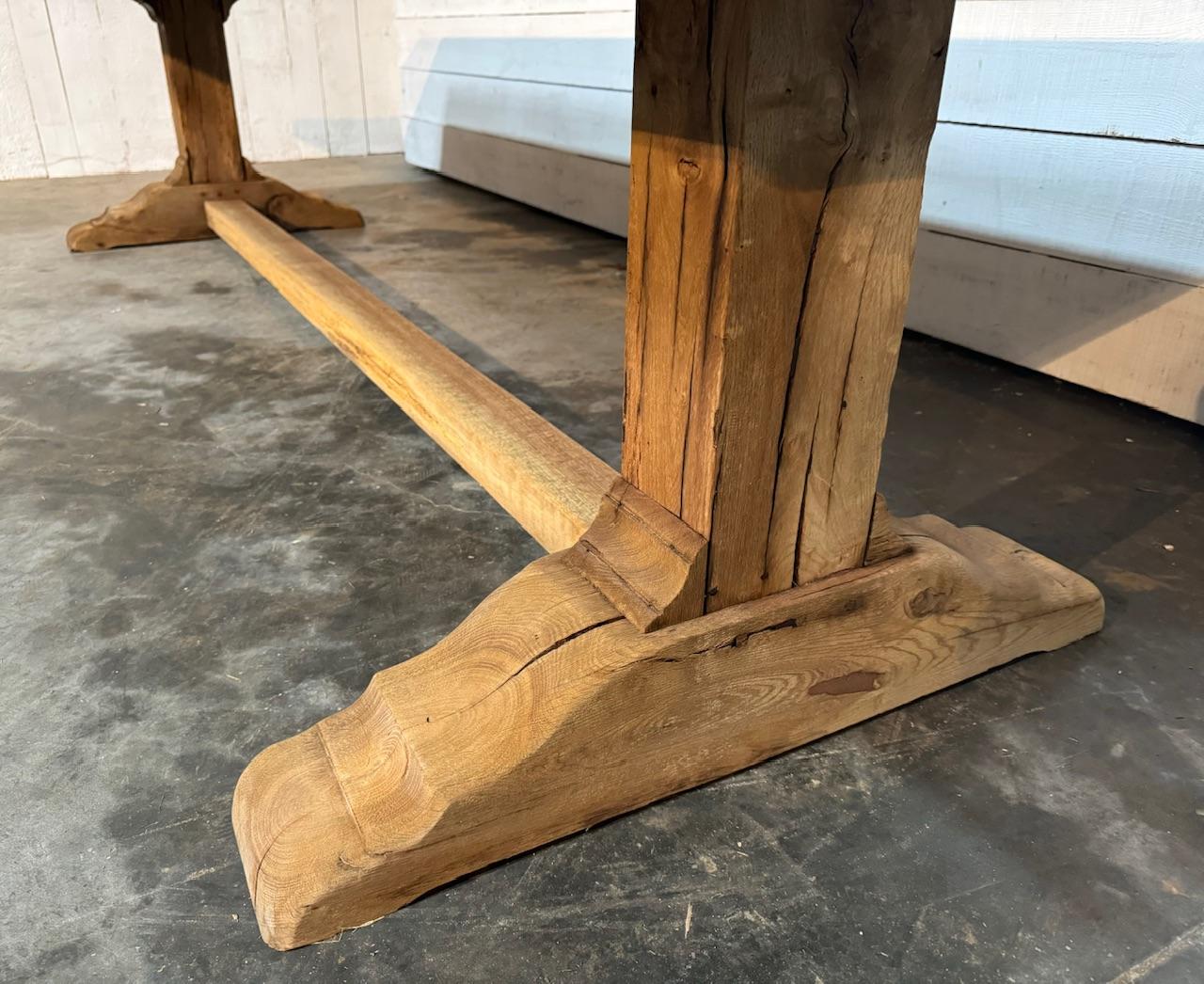 Huge 3 Meter French Bleached Oak Farmhouse Dining Table  For Sale 4