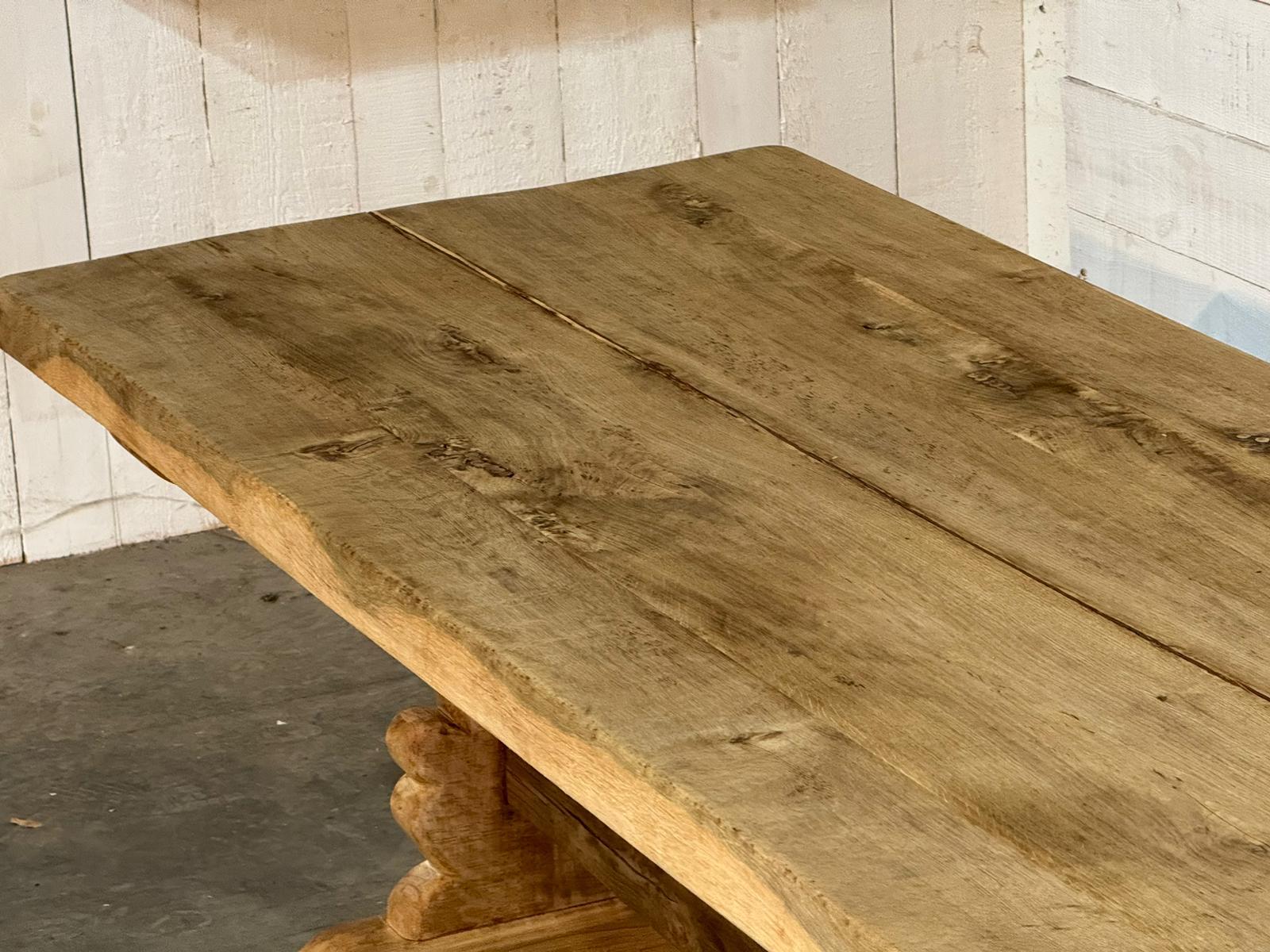 Huge 3 Meter French Bleached Oak Farmhouse Dining Table For Sale 4
