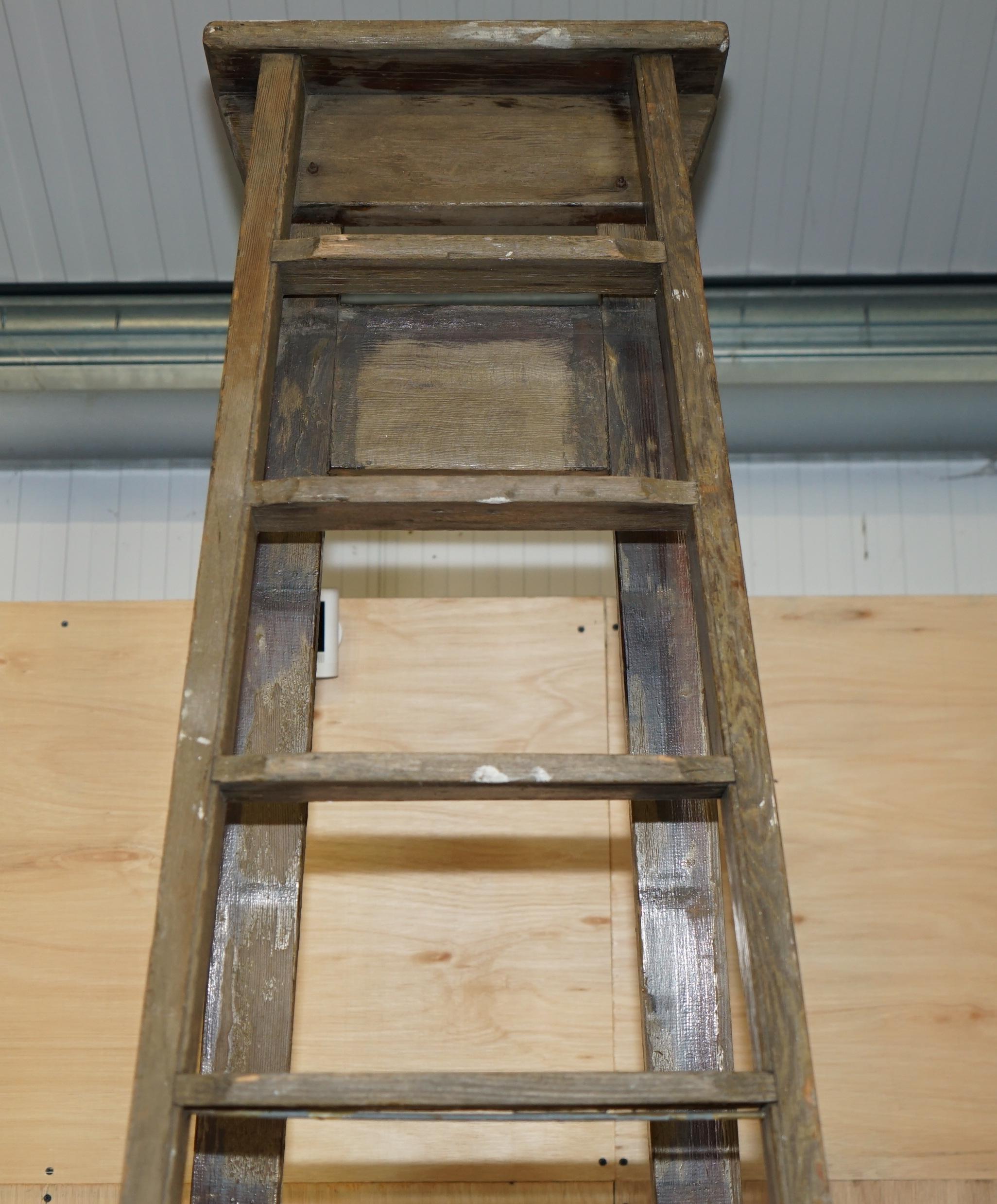 HUGE 3+ METER TALL DOE TS73 STAMPED FRUIT PICKERS PAINTERS ANTiQUE 1880 LADDER For Sale 2