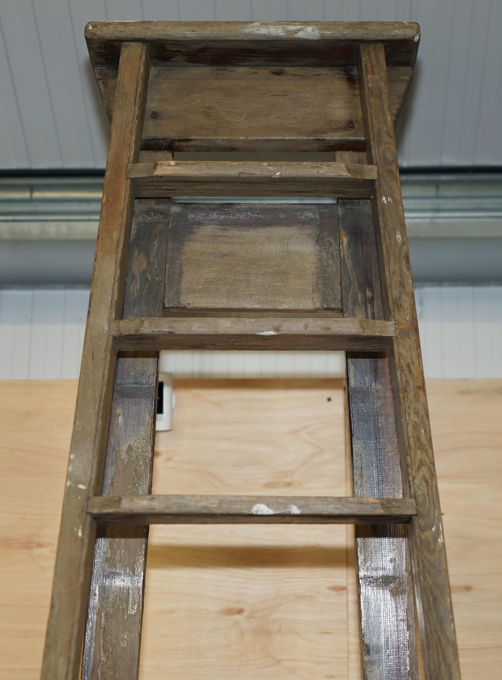 HUGE 3+ METER TALL DOE TS73 STAMPED FRUIT PICKERS PAINTERS ANTiQUE 1880 LADDER For Sale 4