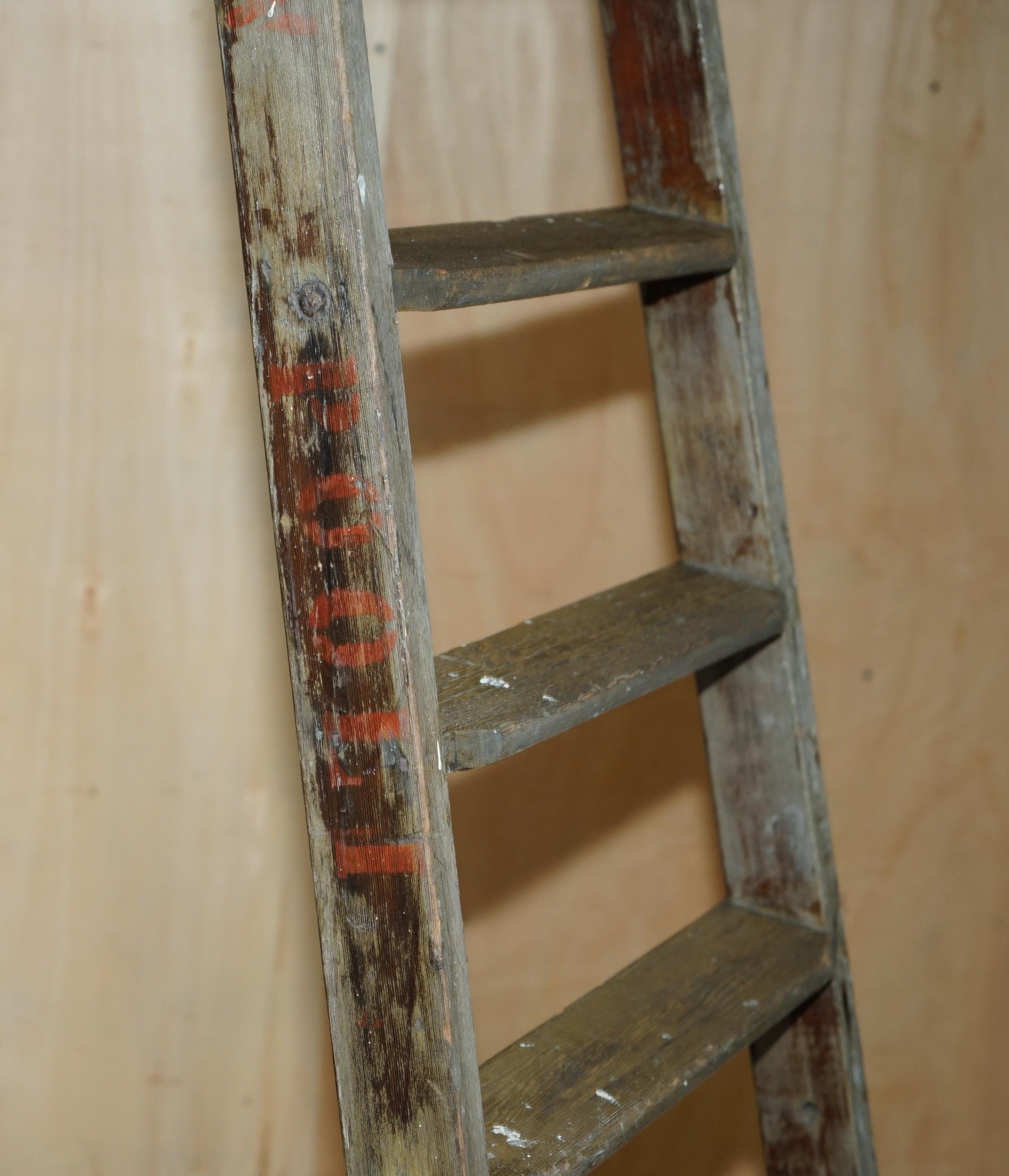 Late 19th Century HUGE 3+ METER TALL DOE TS73 STAMPED FRUIT PICKERS PAINTERS ANTiQUE 1880 LADDER For Sale