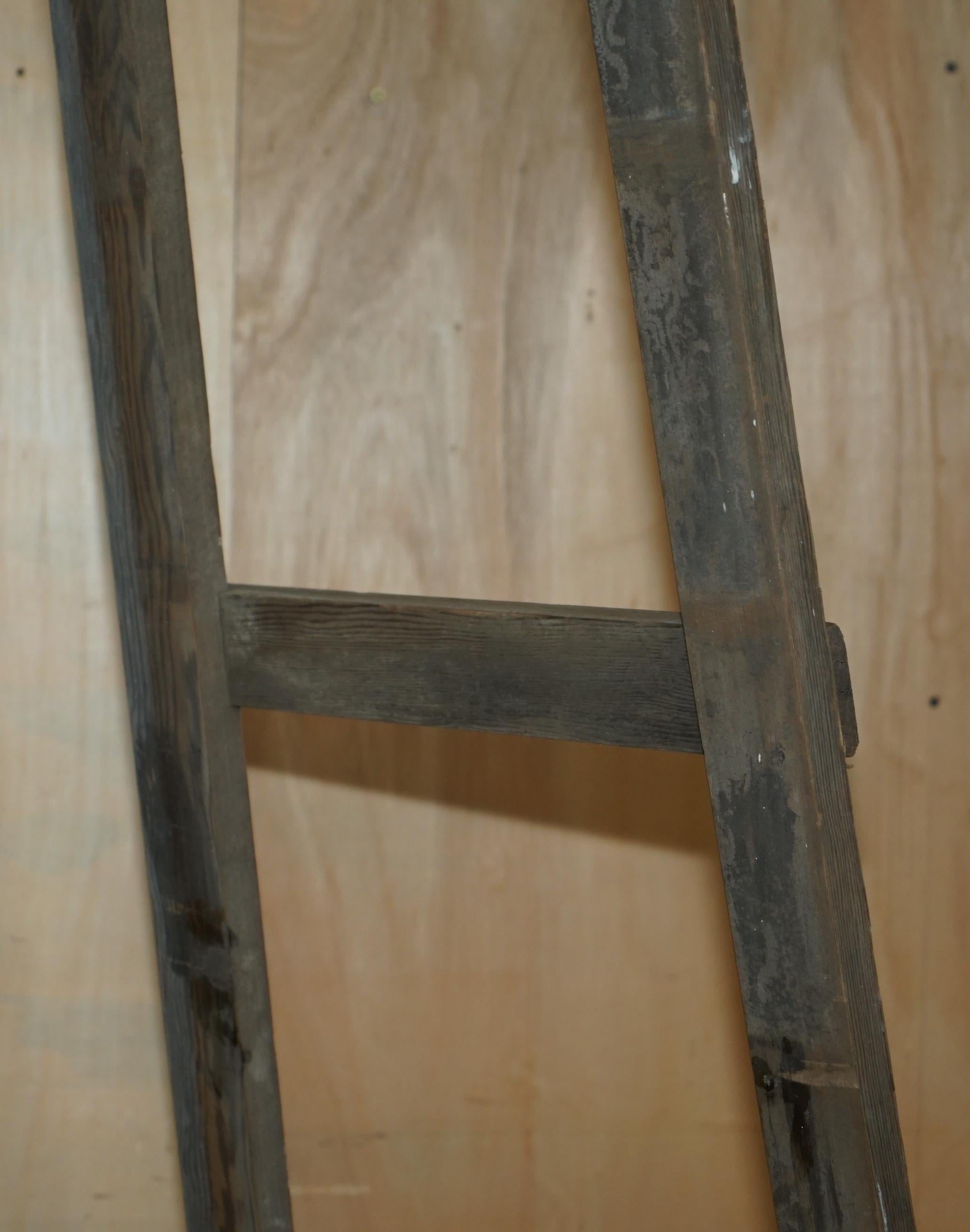 HUGE 3+ METER TALL ER STAMPED FOR THE CROWN ESTATE FRUIT PiCKERS PAINTERS LADDER For Sale 1