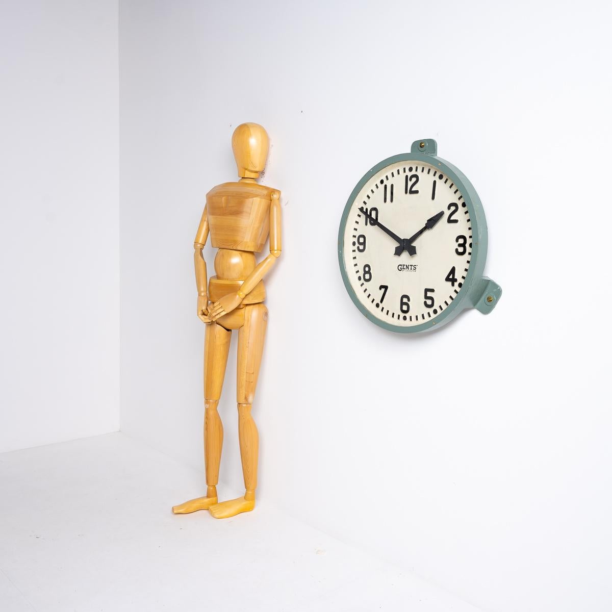 20th Century Huge 30 Inch Diameter Cast Iron Railway Station Clock By Gents Of Leicester