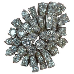 Huge 3.00 Carat Diamond 18 Carat White Gold Cluster Cocktail Ring