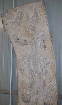 Huge Tall Hand Carved Tribal Panel Solid Wood of Crocodiles Lovely Finish