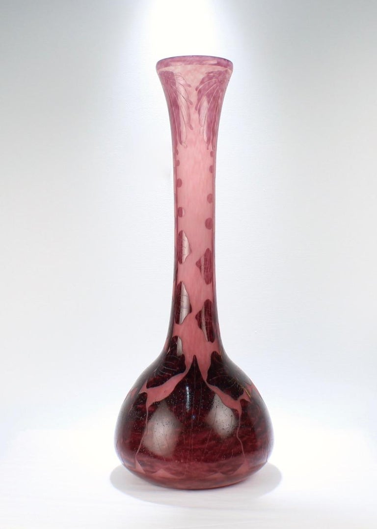 Huge Charles Schneider Le Verre Francais French Art Nouveau Dahlia Glass  Vase For Sale at 1stDibs