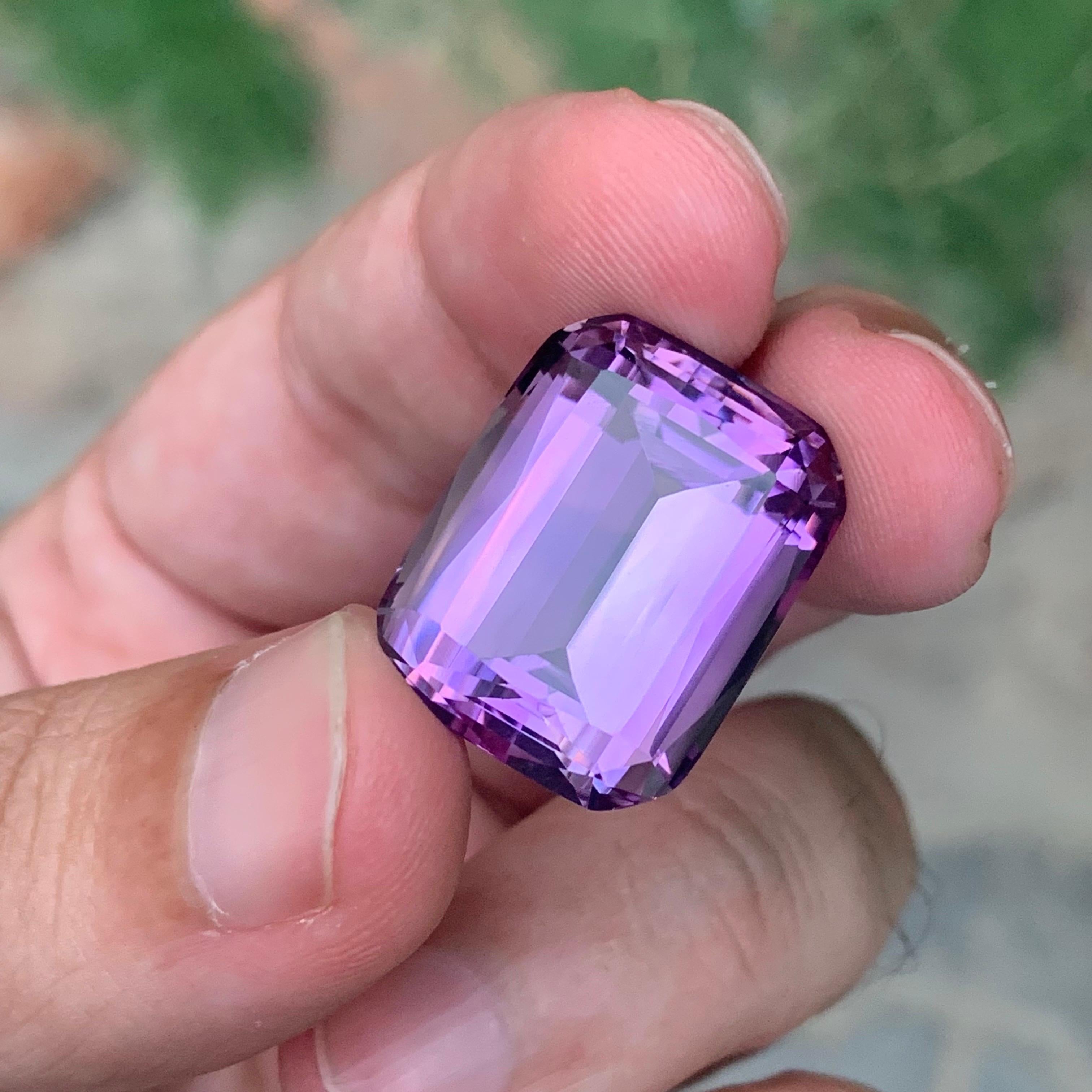 Huge 31.00 Carat Natural Loose Amethyst Cushion Shape Gemstone For Sale 5