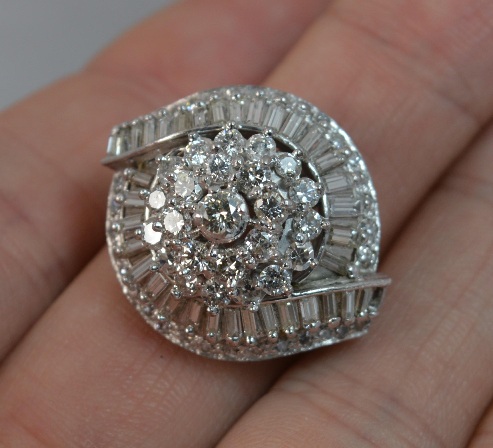 Huge 3.25 Carat Diamond and Platinum Custer Cocktail Ring In Excellent Condition In St Helens, GB