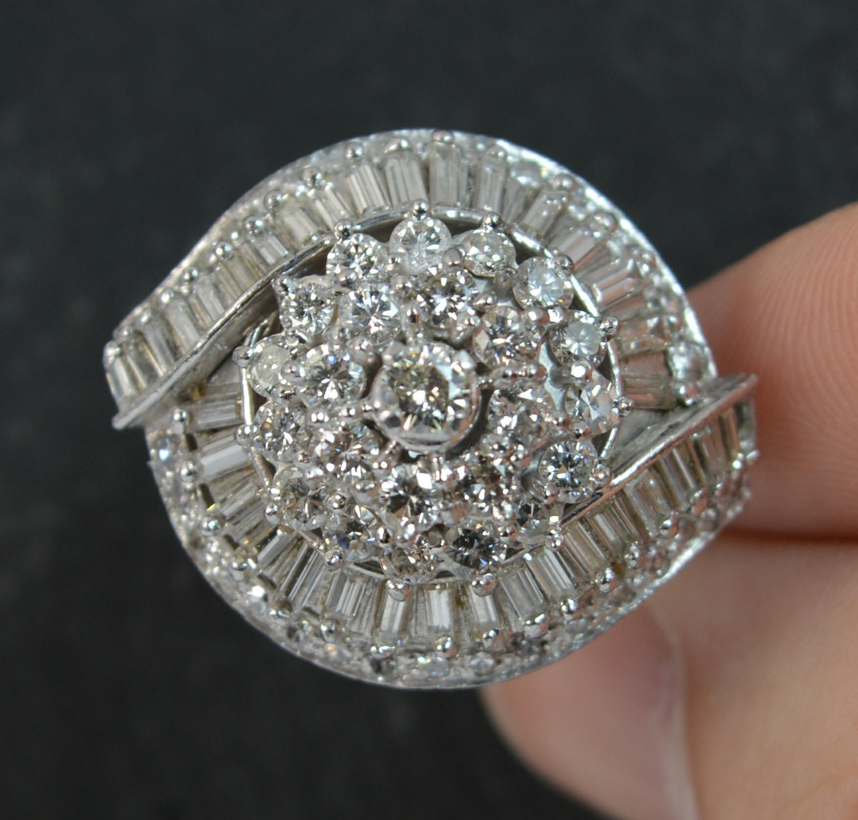 Huge 3.25 Carat Diamond and Platinum Custer Cocktail Ring 1