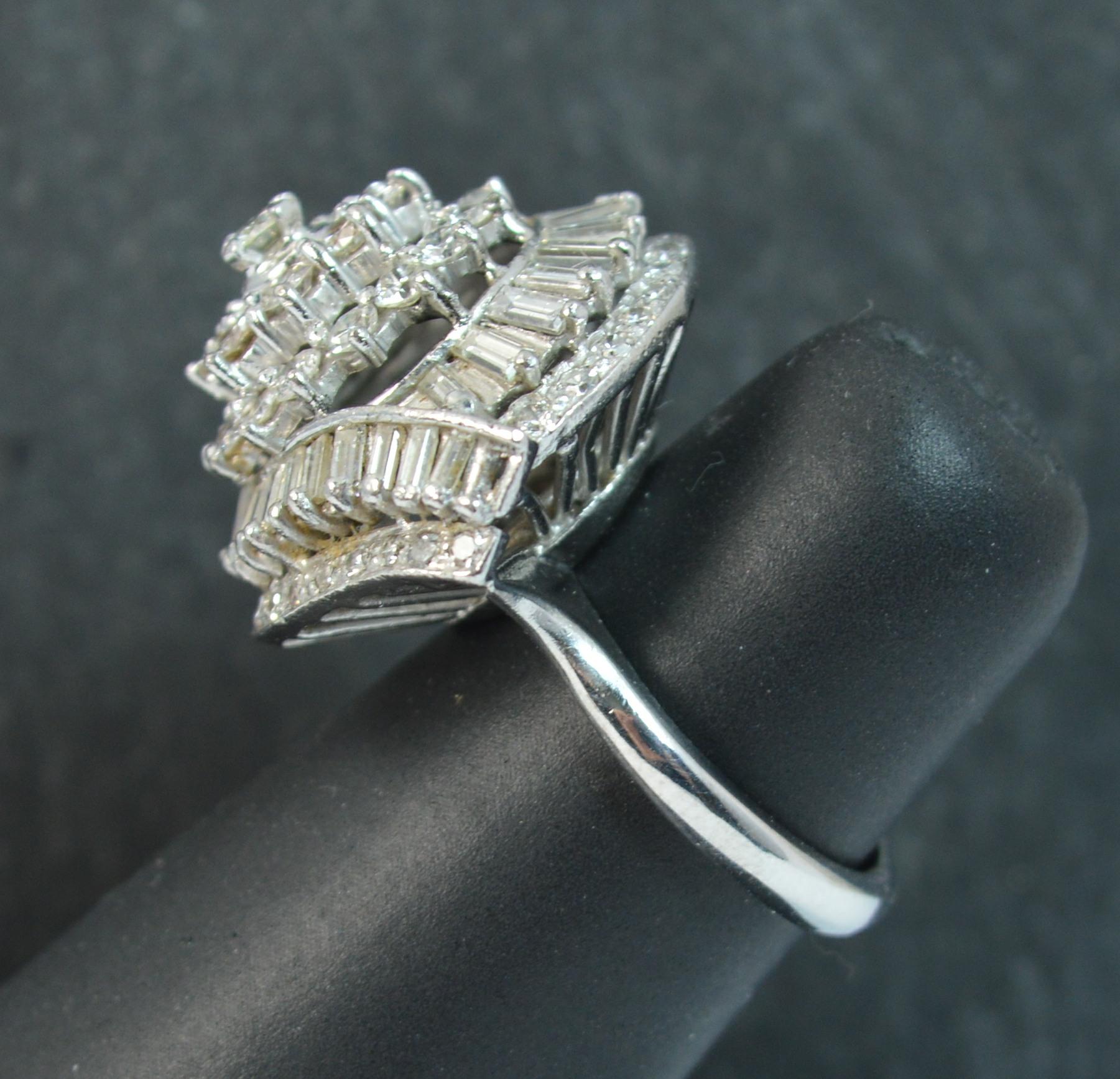 Huge 3.25 Carat Diamond and Platinum Custer Cocktail Ring 3