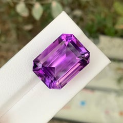 Huge 34.60 Carat Natural Loose Amethyst Emerald Shape Gemstone
