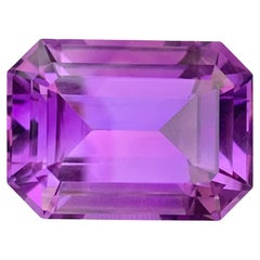 Huge 34.60 Carat Natural Loose Amethyst Emerald Shape Gemstone