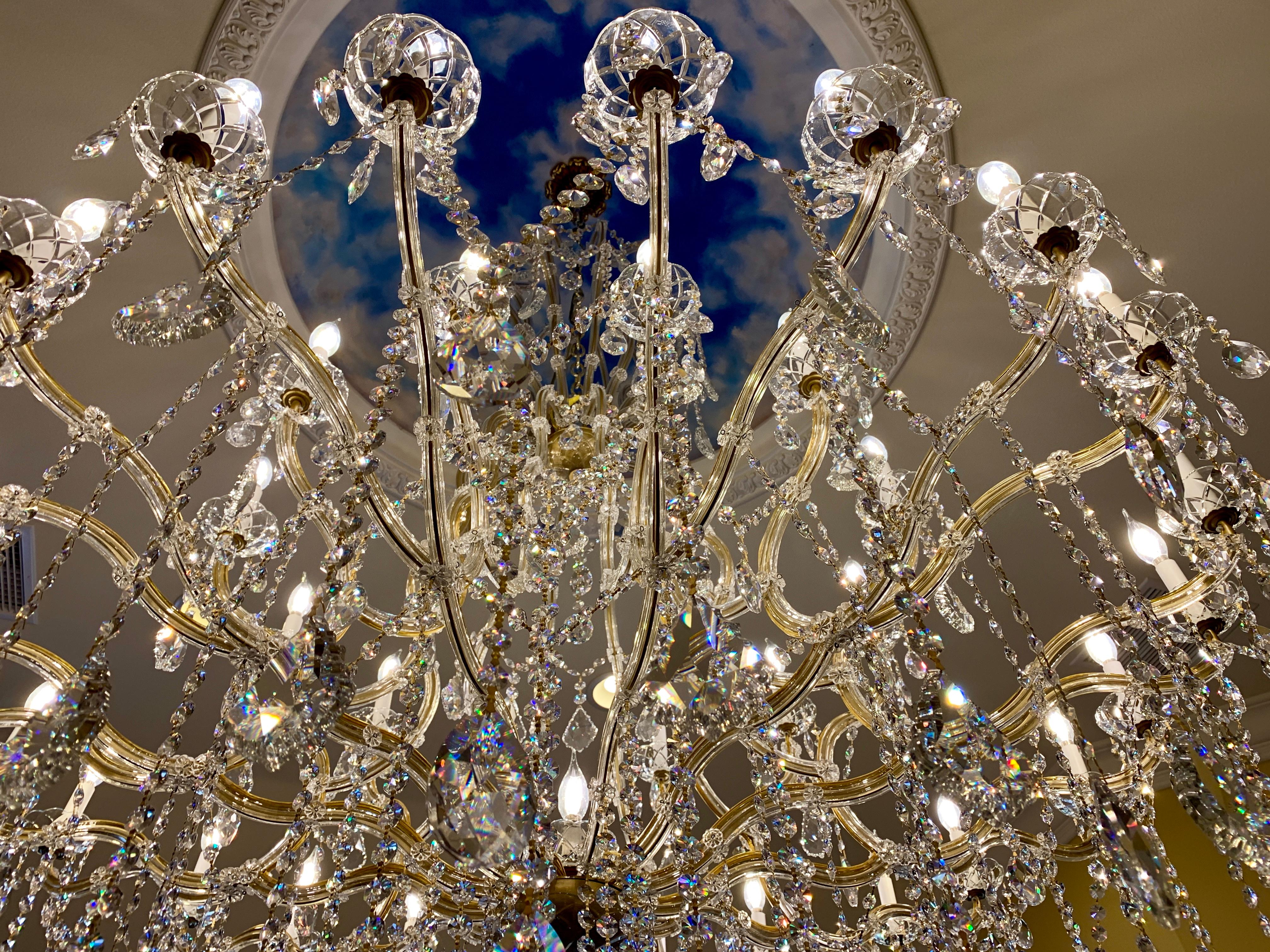 Huge 37 Light Maria Theresa Empire Swarovski Crystal Olde World Gold Chandelier 3