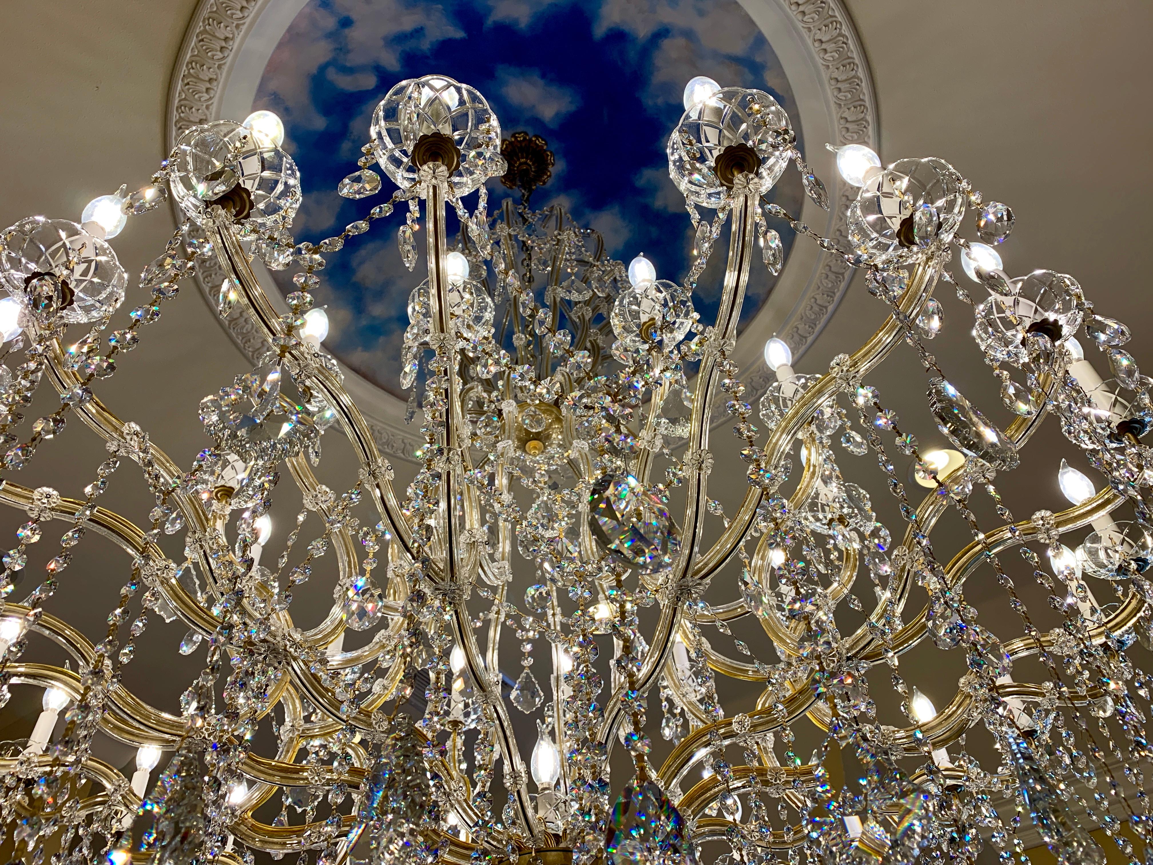 Metal Huge 37 Light Maria Theresa Empire Swarovski Crystal Olde World Gold Chandelier