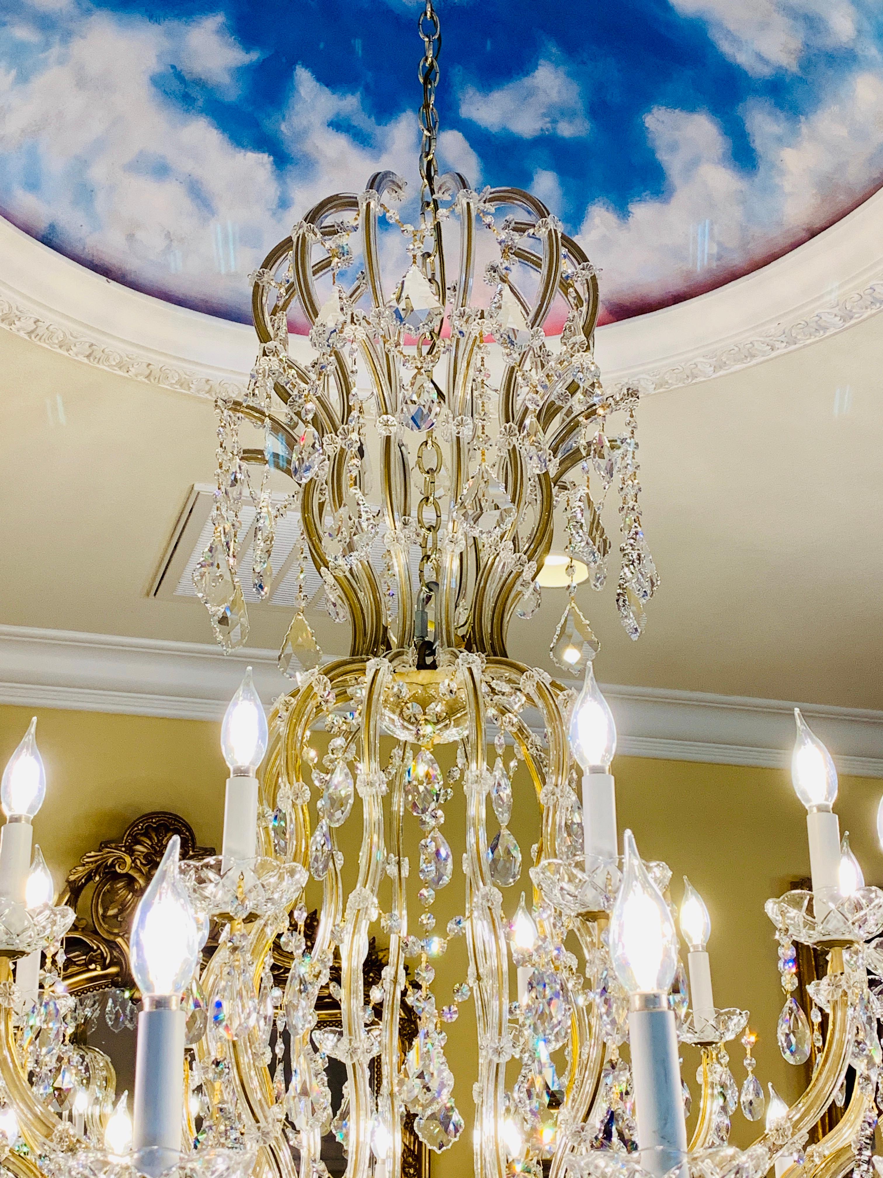 Huge 37 Light Maria Theresa Empire Swarovski Crystal Olde World Gold Chandelier 1