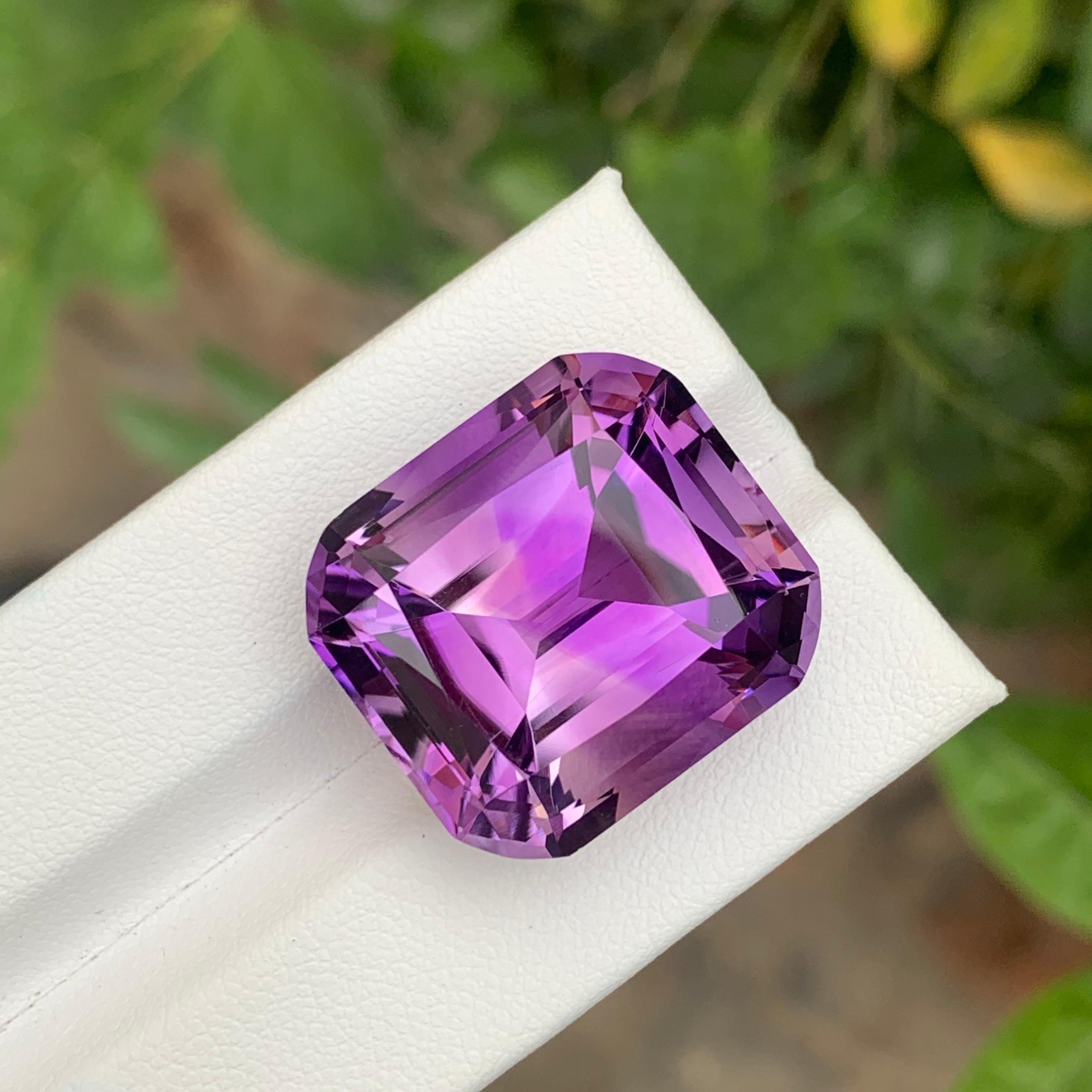 Women's or Men's Huge 38.55 Carat Natural Loose Amethyst Cushion Shape Gemstone For Sale