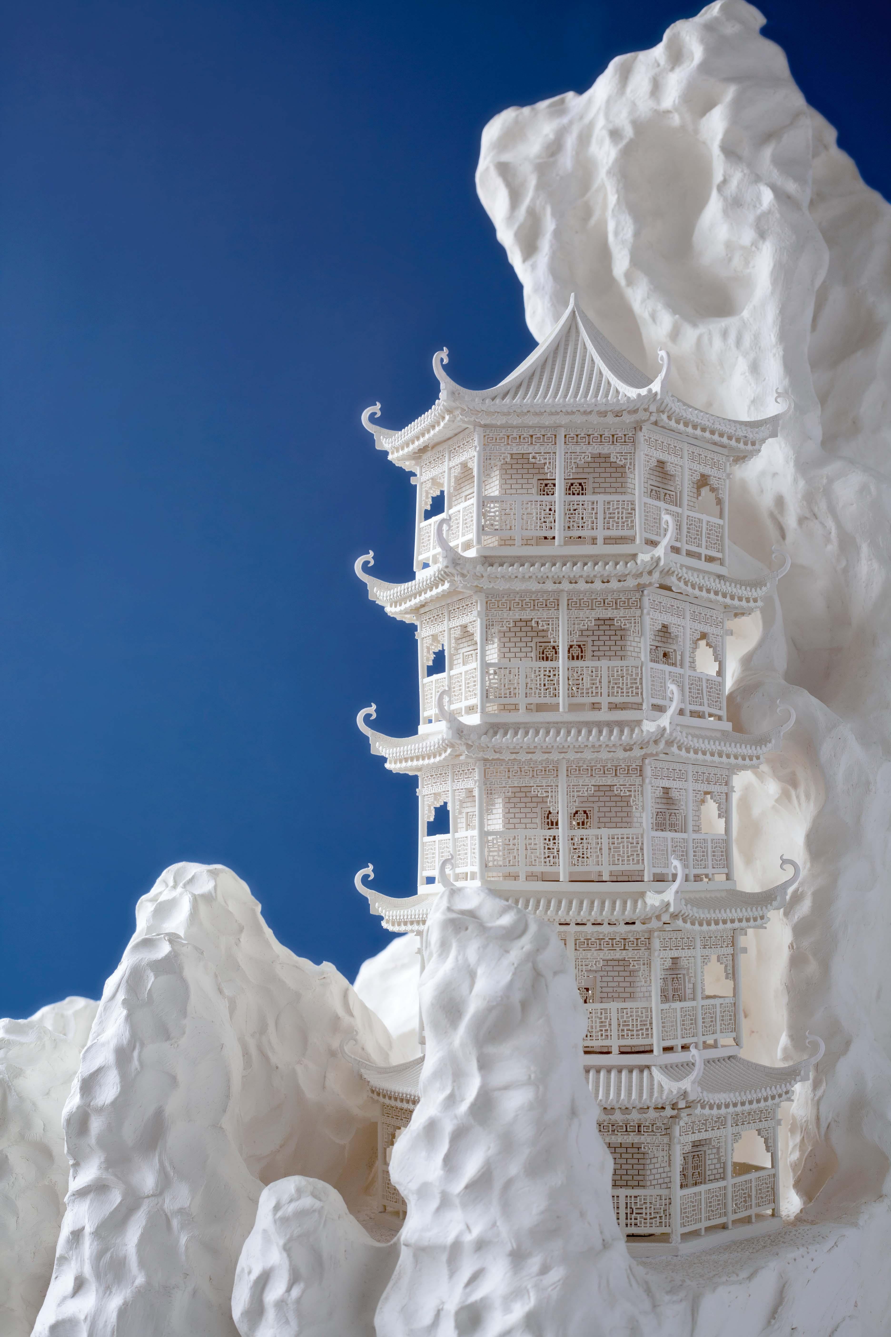 Huge 3D Sculpture of a Chinese Temple Mountain Made of Paint by Secunda For Sale 5