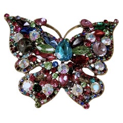 Huge 4” Multi-Color Butterfly Brooch