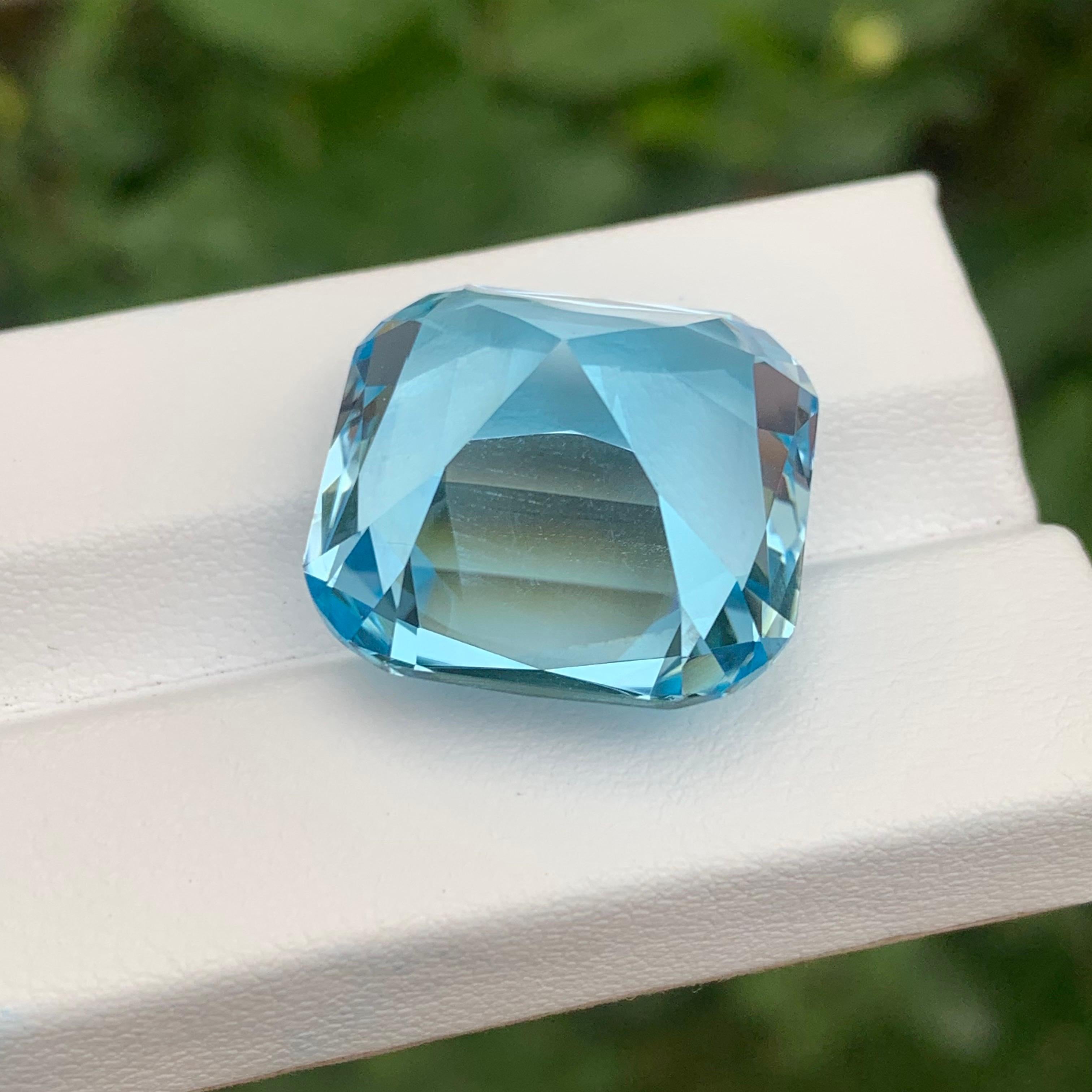 Loose Sky Blue Topaz

Weight: 41.45 Carats
Dimensions: 20 x 20 x 12.9 Mm
Origin: Brazil
Shape: Square 
Color: Blue
Certificate: On Demand

Benefits Of Wearing Sky Blue Topaz Stone:
It helps to improve communication and self-expression.
It provides