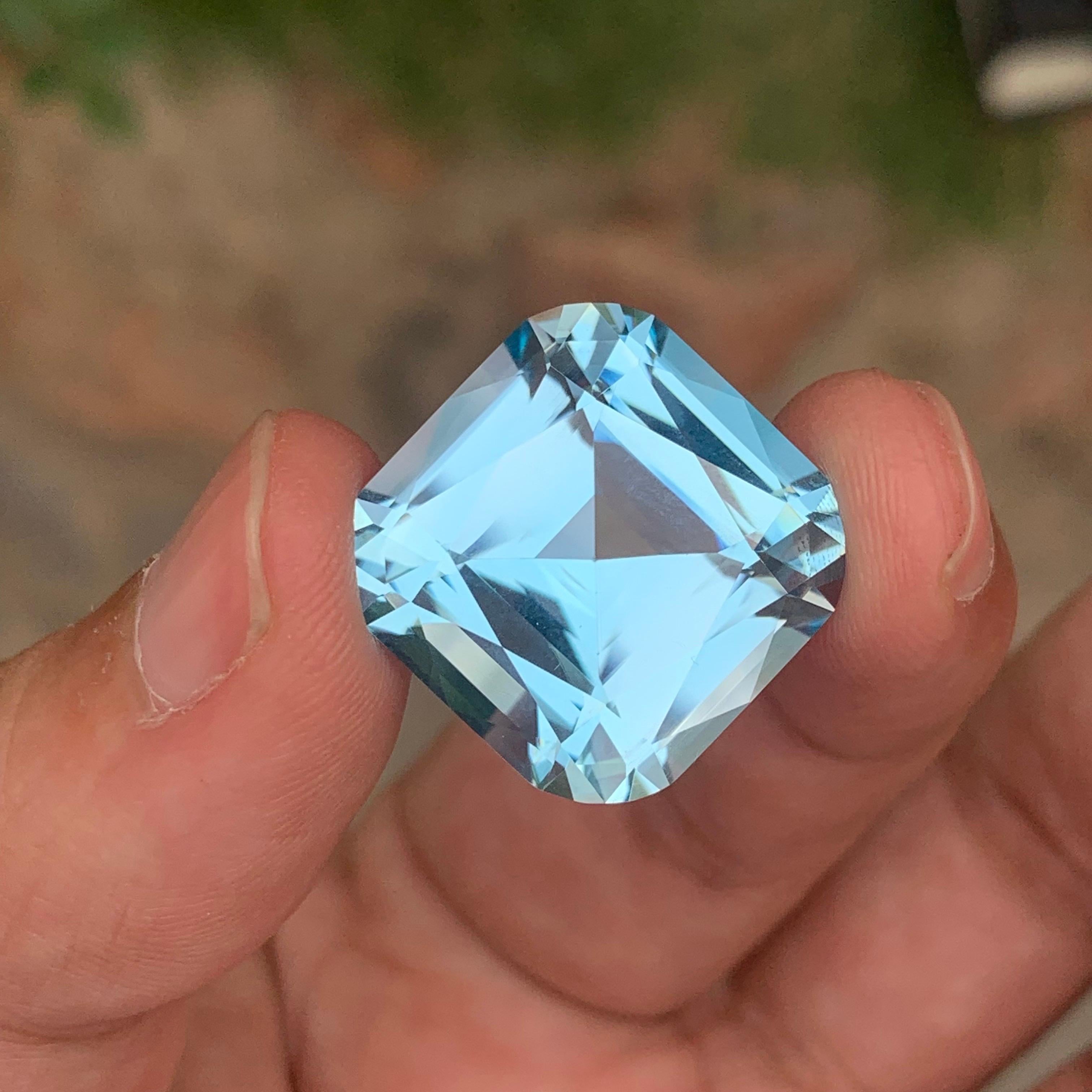 Arts and Crafts Huge 41.45 Carat Natural Loose Sky Blue Topaz Square Shape Gemstone For Sale