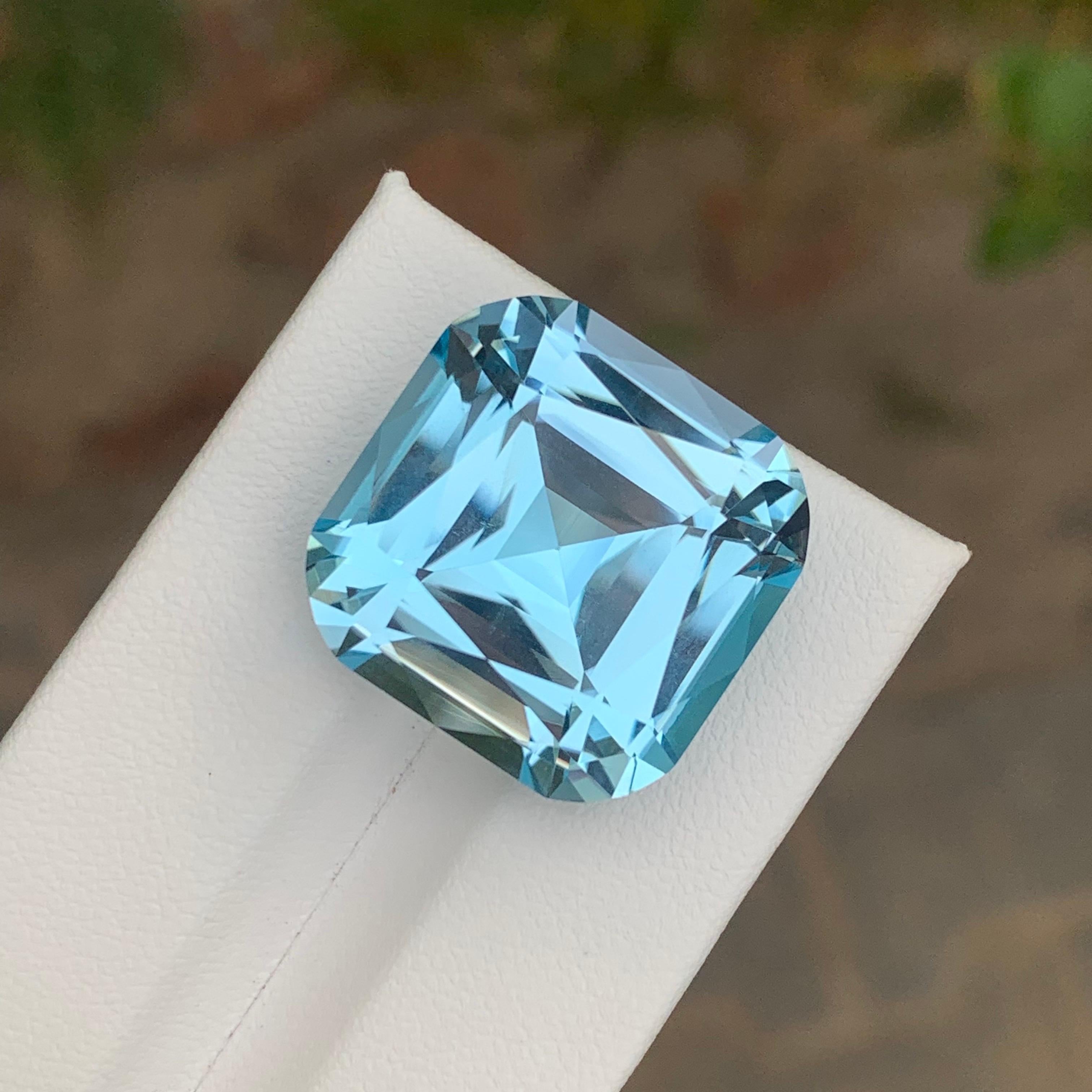 Square Cut Huge 41.45 Carat Natural Loose Sky Blue Topaz Square Shape Gemstone For Sale