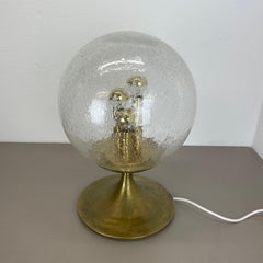 huge 44cm Hollywood Regency Stilnovo Style Brass BALL Table Light, Italy 1970s
