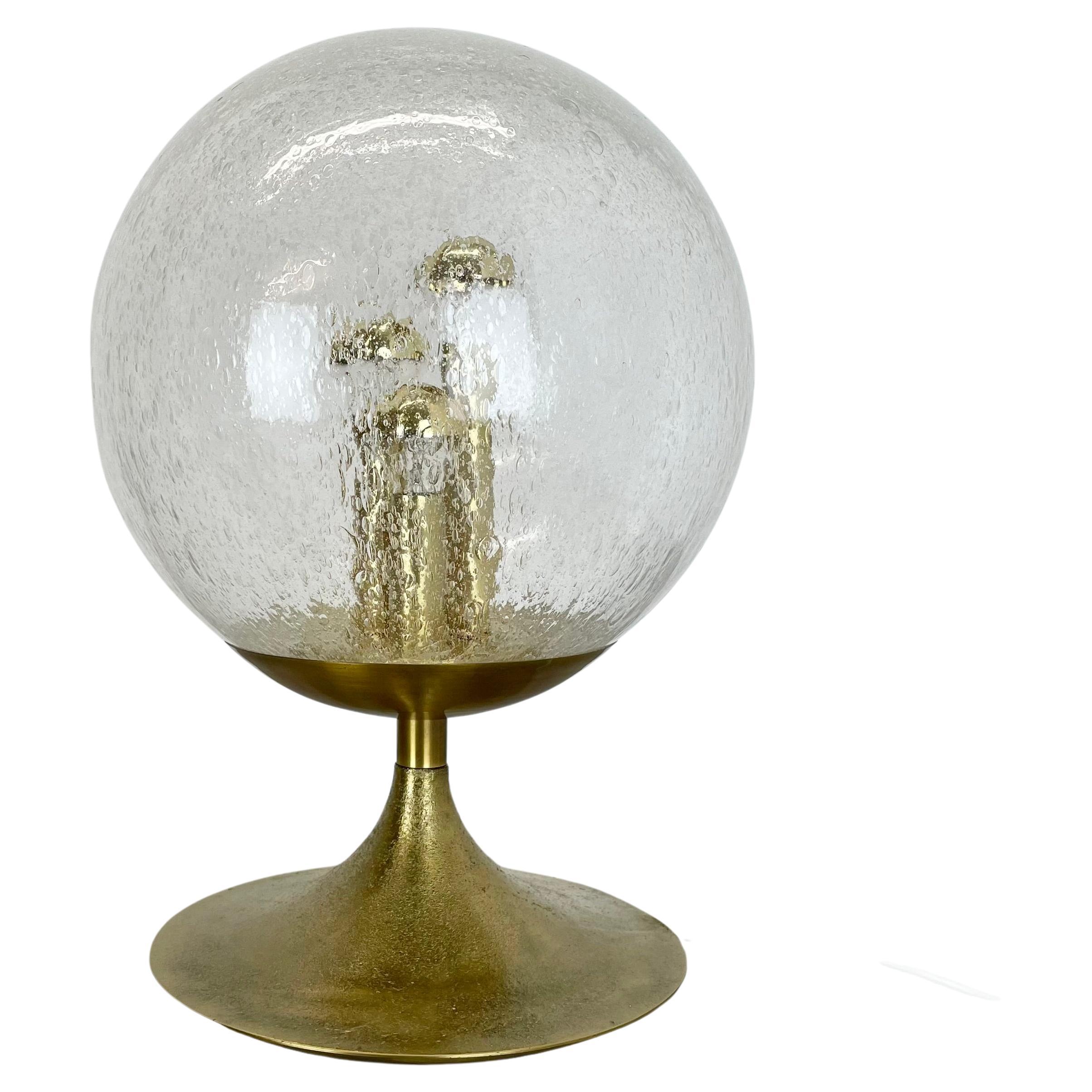 enorme lampada da tavolo a sfera in ottone in stile Hollywood Regency 44cm, Italia anni '70