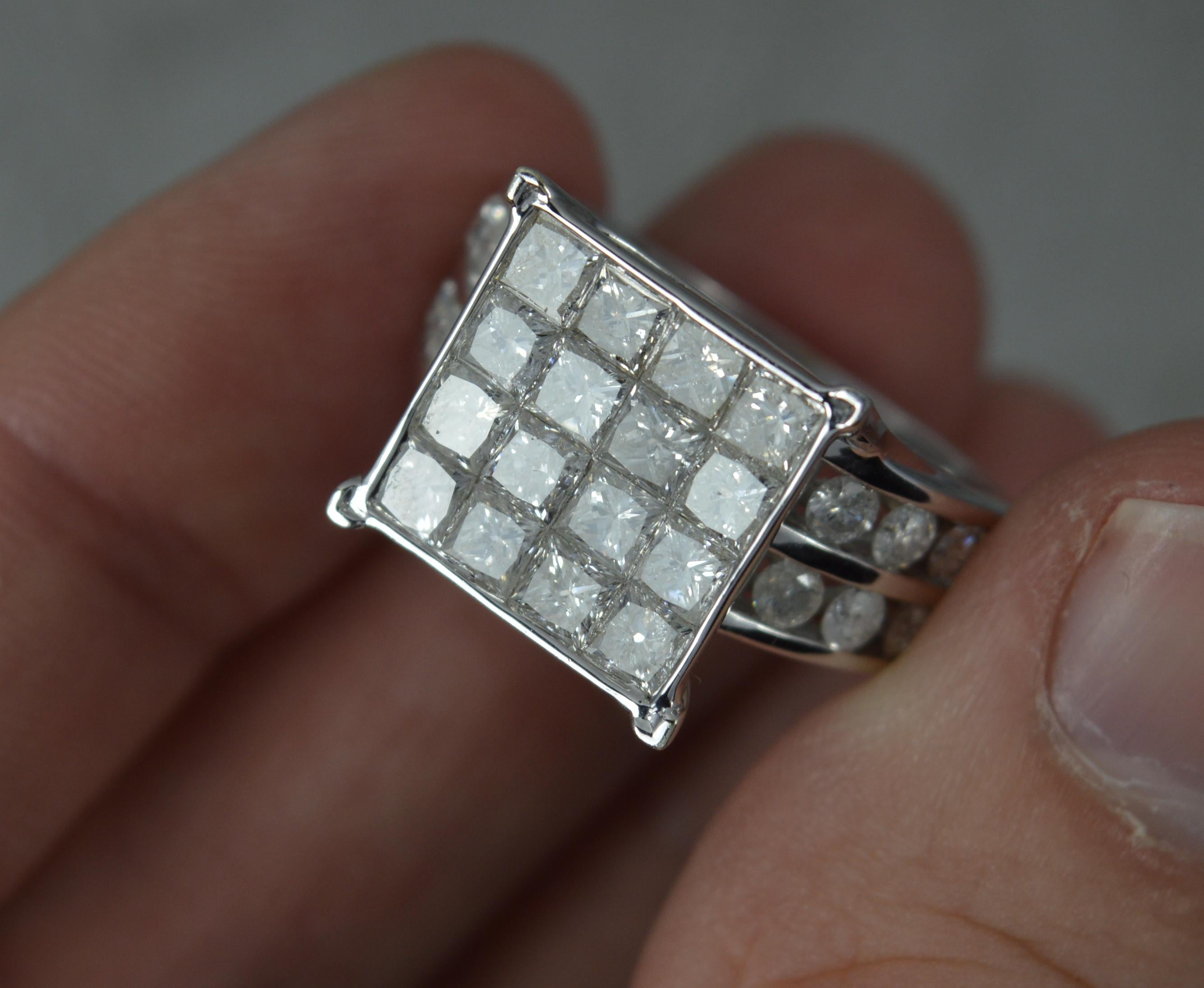 Women's Huge 4.50 Carat Diamond 9ct White Gold Ladies Bling Ring For Sale