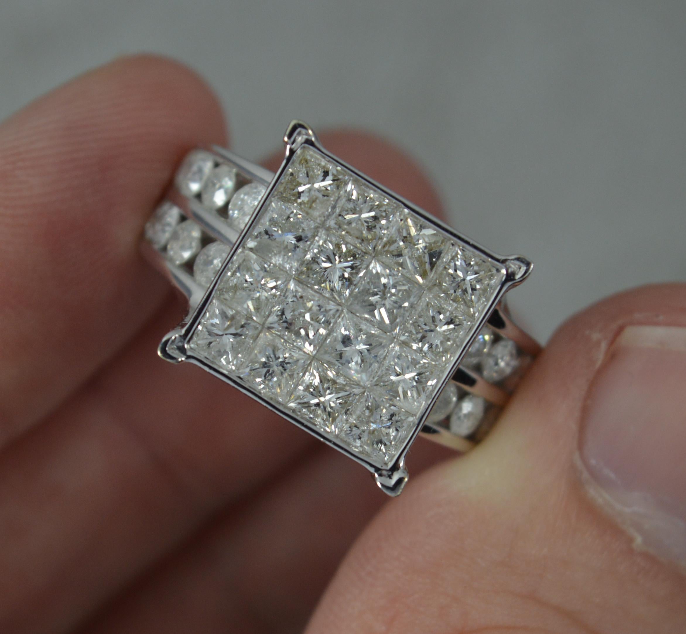 Huge 4.50 Carat Diamond 9ct White Gold Ladies Bling Ring For Sale 1