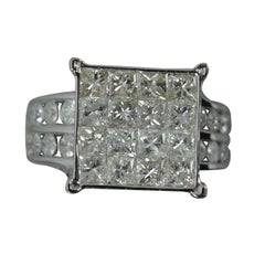 Huge 4.50 Carat Diamond 9ct White Gold Ladies Bling Ring