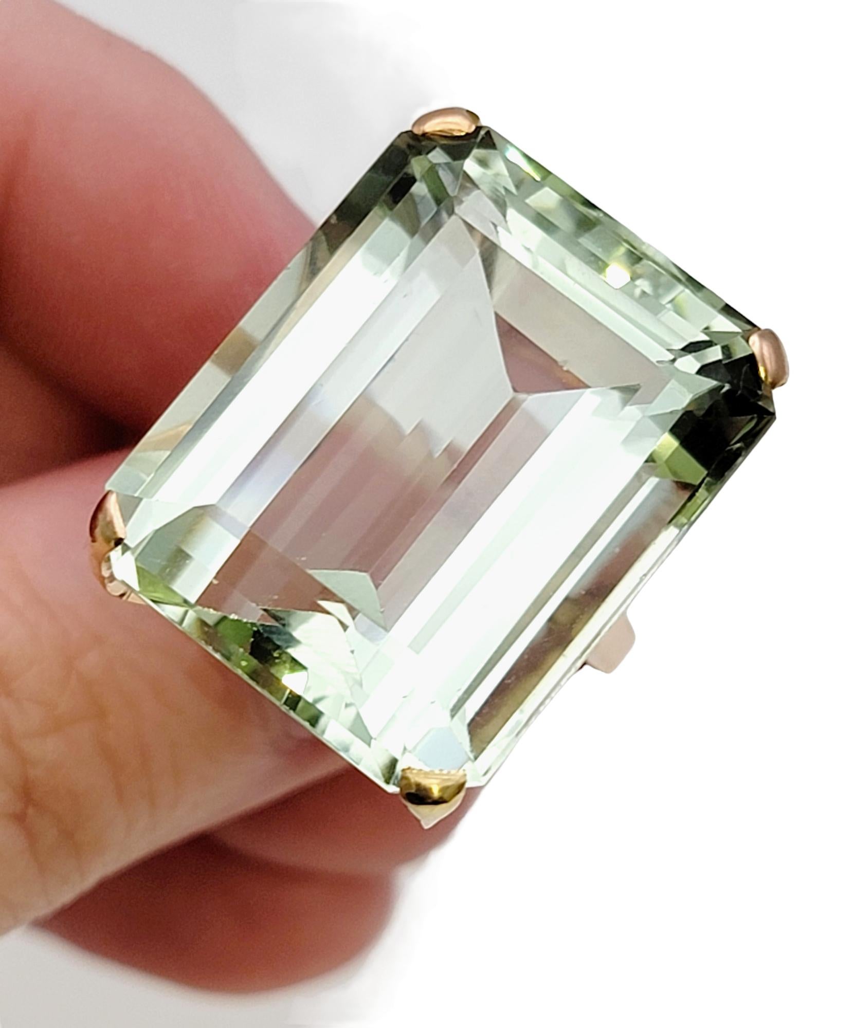 Huge 46.21 Carat Emerald Cut Unheated Aquamarine Ring in 14 Karat Rose Gold  For Sale 6