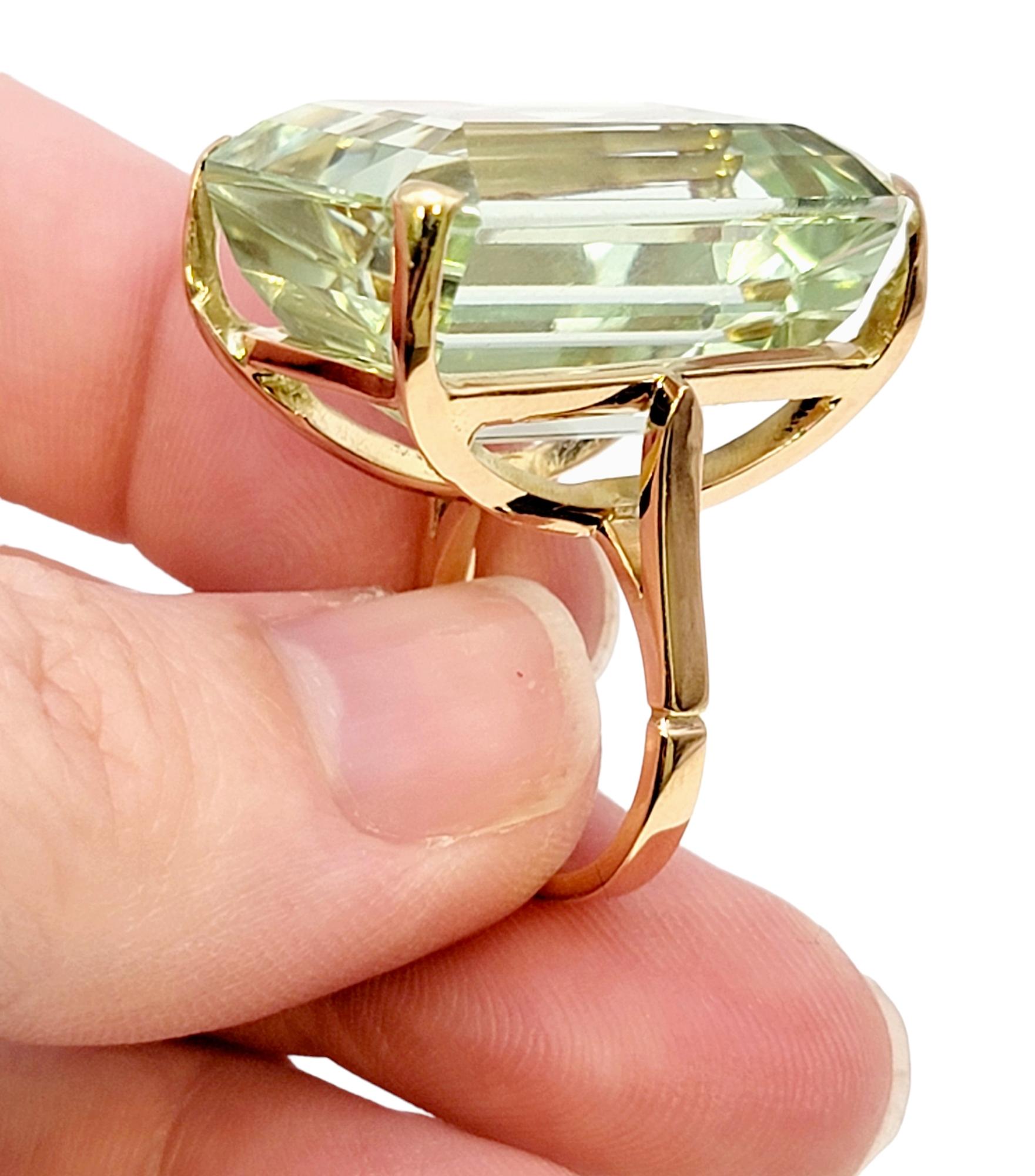 Huge 46.21 Carat Emerald Cut Unheated Aquamarine Ring in 14 Karat Rose Gold  For Sale 9